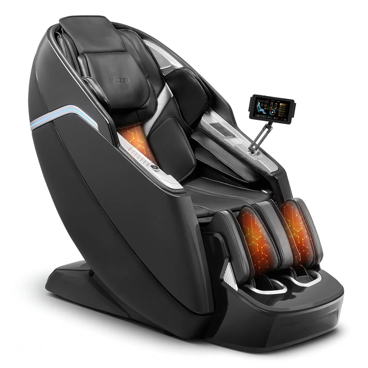 VEVOR Sillón de Masaje con Gravedad Cero y SL-Riel, Modo de Estiramiento de Yoga, Masaje 3D/4D con Voz IA, Calefacción, Pedal Eléctrico, 36 Airbags, Pantalla TFT, Botones en el Reposabrazos, Ruedas