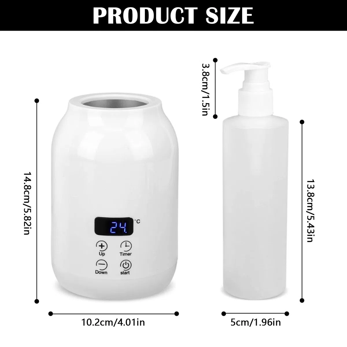 Calentador Aceite Masaje, Temperatura Ajustable 30-65 Grados Masaje de Bienestar Juego de Aceite de Masaje con 2 Botellas Internas de Plástico para Aceites Esenciales Masaje de Espalda