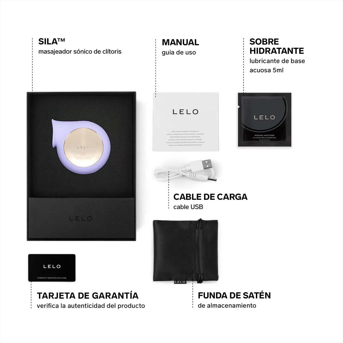 LELO SILA Succionador de Clítoris con Pulsos Sónicos, Vibrador Esencial para Cualquier Mujer. Juguete Sexual Femenino, Sumergible y Recargable por USB (Lilac)