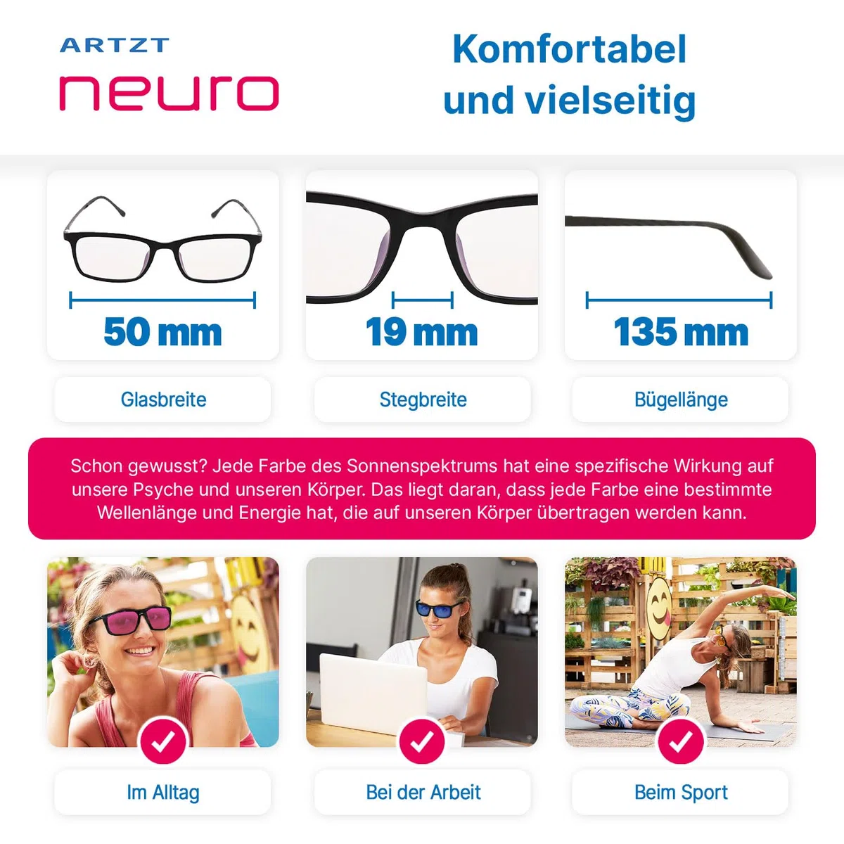Juego de Gafas Para Terapia de Color - 6 Cómodas Gafas Para Cromoterapia y Terapia de Luz Neuroatlética - 100% Protección UV, Multicolor, Talla Única