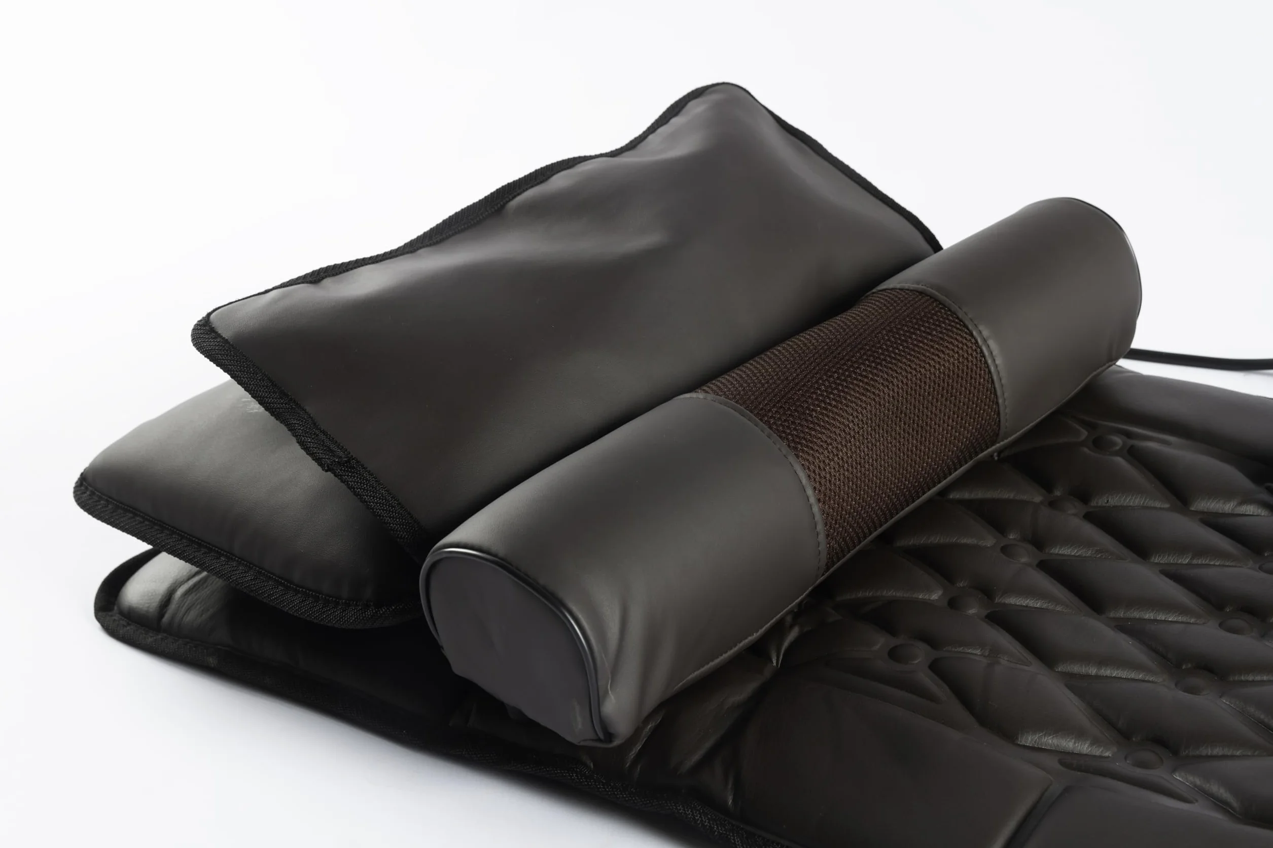 DUPI Colchoneta de Masaje para Cuerpo Completo – Masaje Shiatsu Desmontable, Calor Integrado, Plegable y Portátil, Relajación Muscular, Cuero Sintético Marrón/Burdeos
