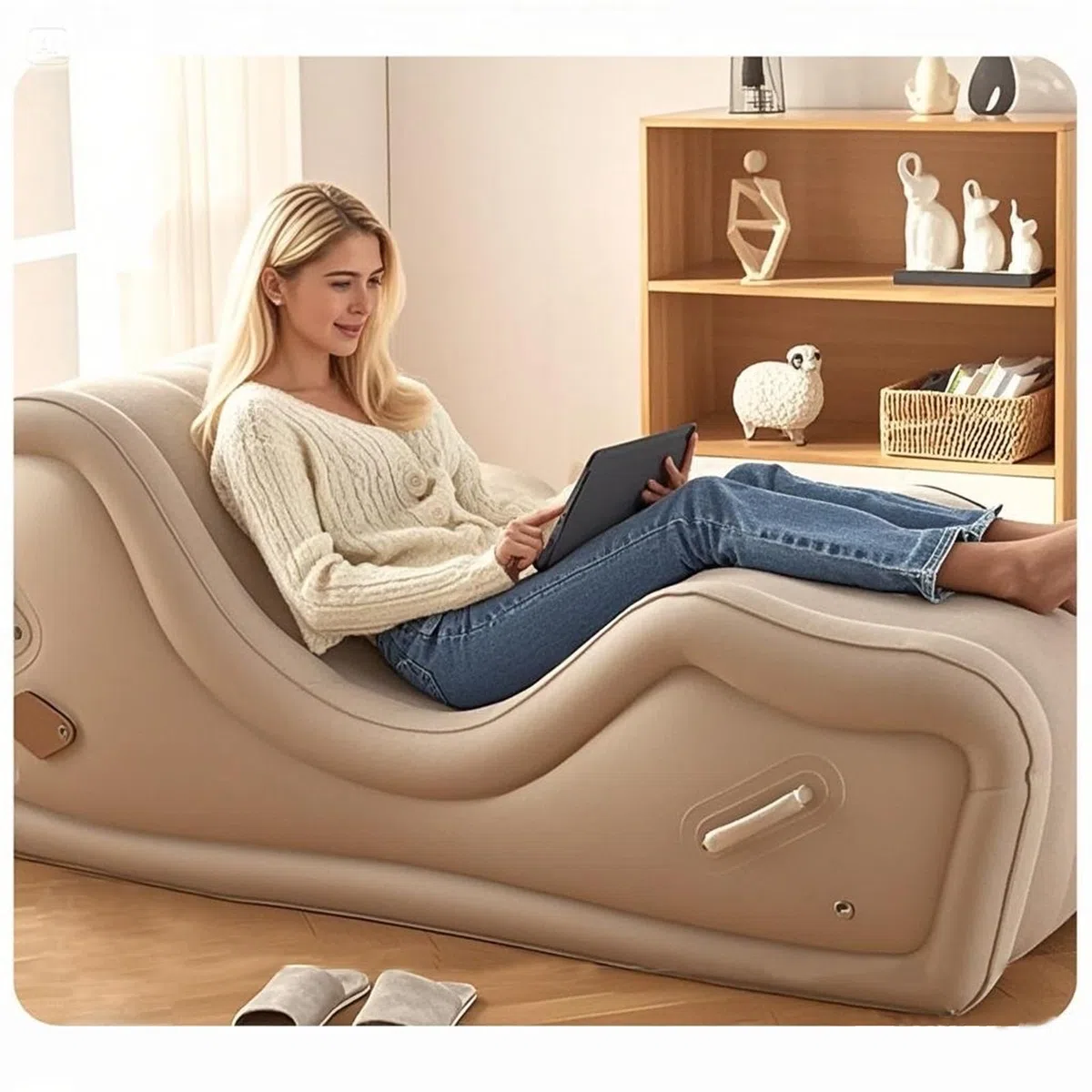 Sofá Sexual Inflable con Bomba Eléctrica Automática – Muebles BDSM & Bondage para Parejas – Cojín de Posicionamiento/Rampa de Cama Erótica – Juegos SM para Adultos Mujeres & Hombres