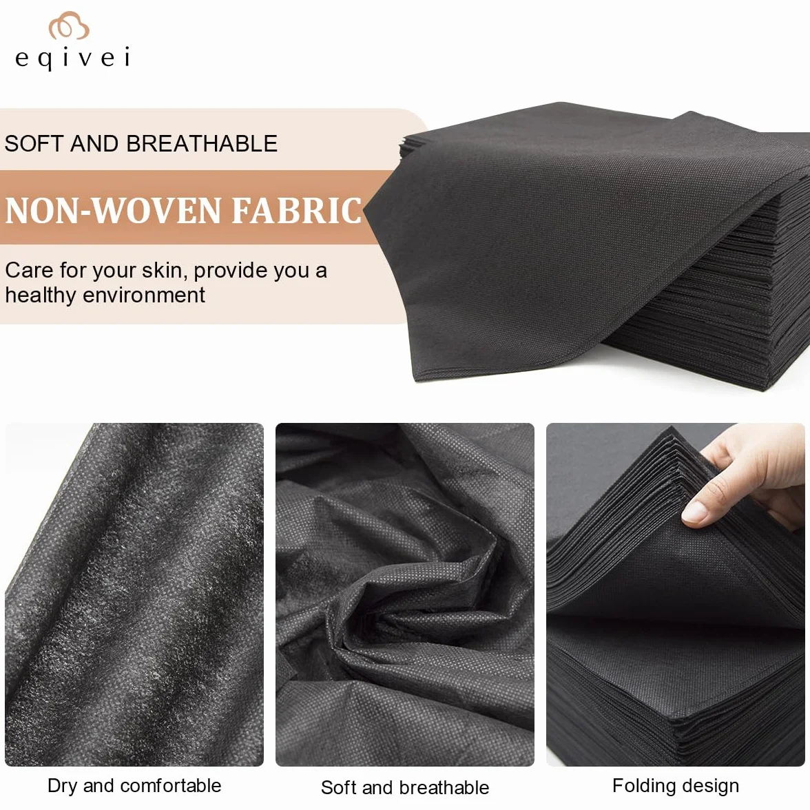 Eqivei 50 PCS Sabanas Desechables Camilla Masaje, 100x200 cm, Sábanas Desechables no Tejidas, Sábanas Desechables Para la Masaje Belleza, Tatuaje, SPA, Negro