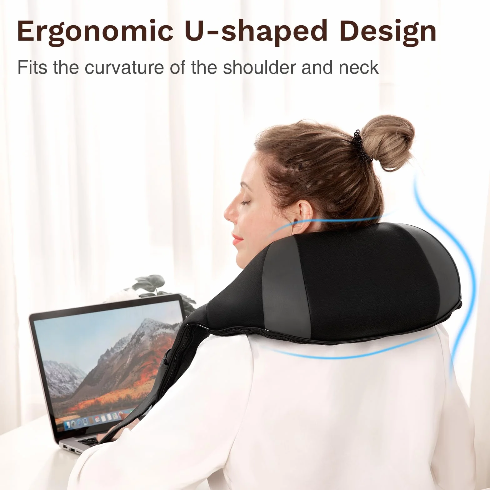 Masajeador de Cuello y Hombros con Calor, 3D Rotación, Shiatsu, Intensidad Ajustable