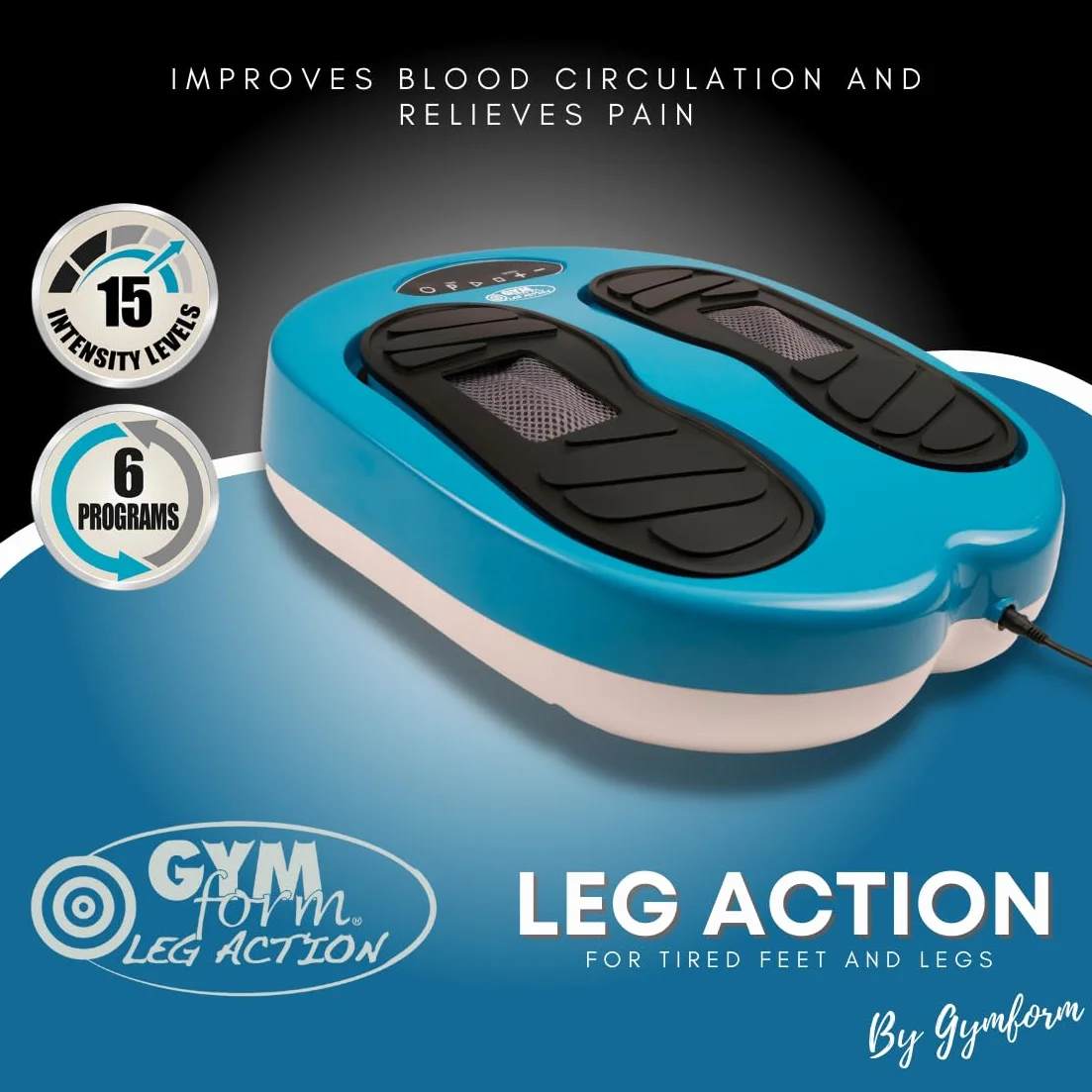 GYMFORM Masajeador de Pies y Piernas Shiatsu con Control Remoto, 6 Programas, 15 Velocidades