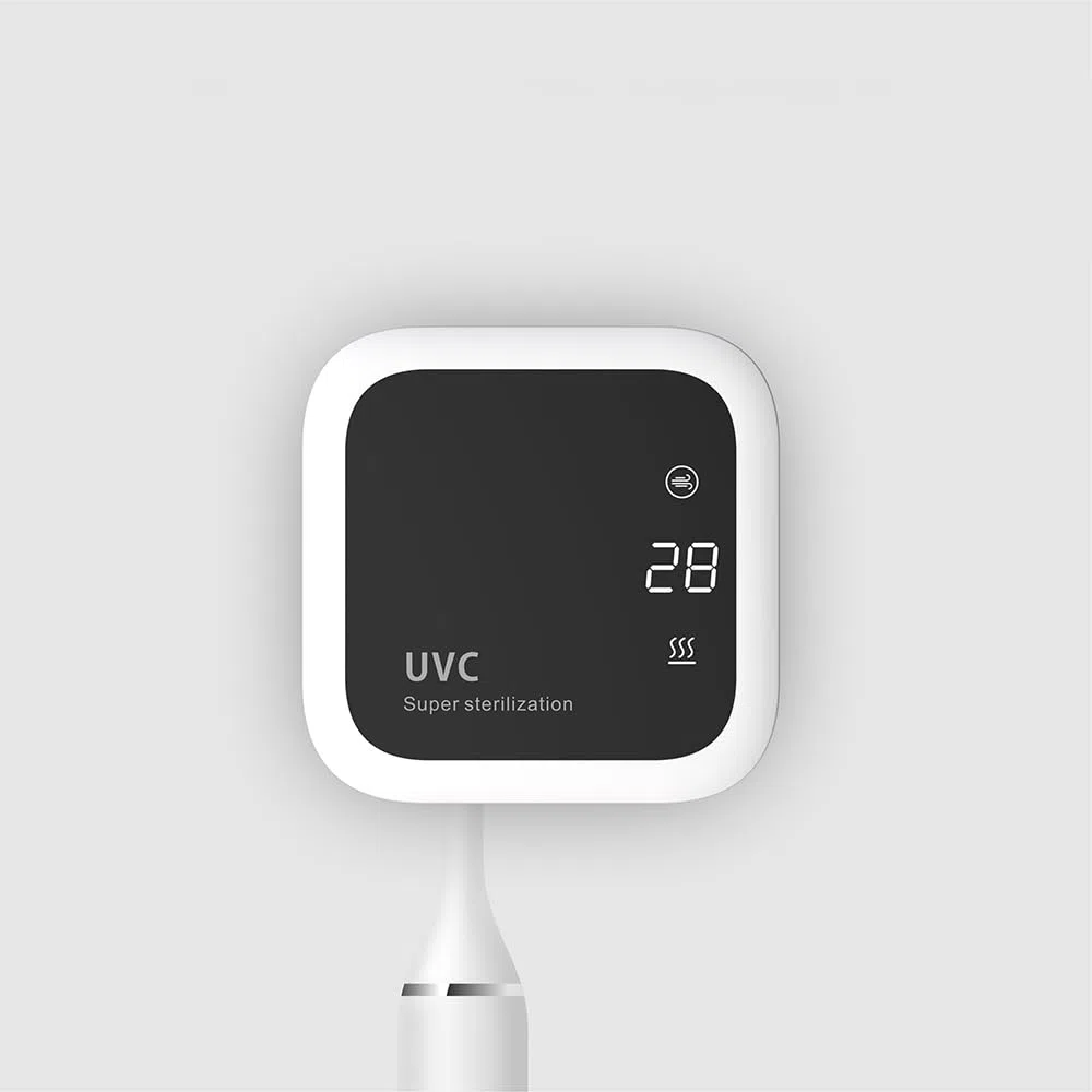 Cepillo de dientes desinfectante UV, soporte portátil con temporización, recargable inalámbricamente, 1000 mAh, montado en la pared para baños, funciones de protección