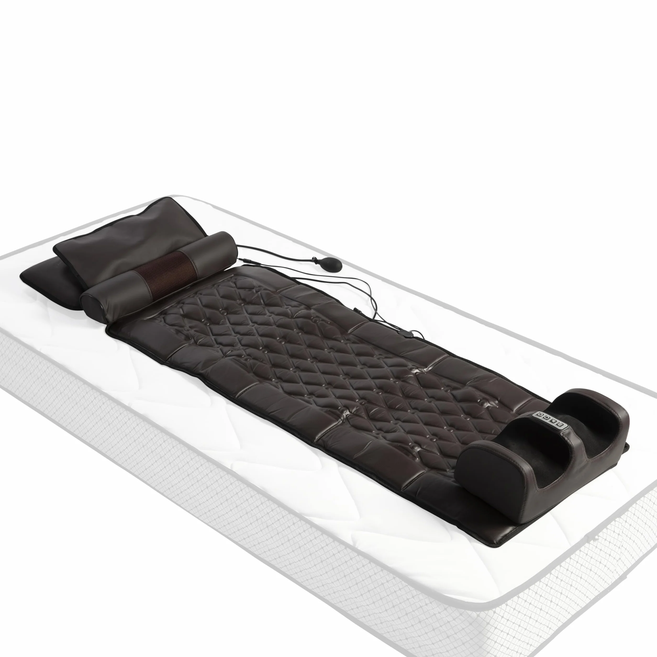 DUPI Colchoneta de Masaje para Cuerpo Completo – Masaje Shiatsu Desmontable, Calor Integrado, Plegable y Portátil, Relajación Muscular, Cuero Sintético Marrón/Burdeos