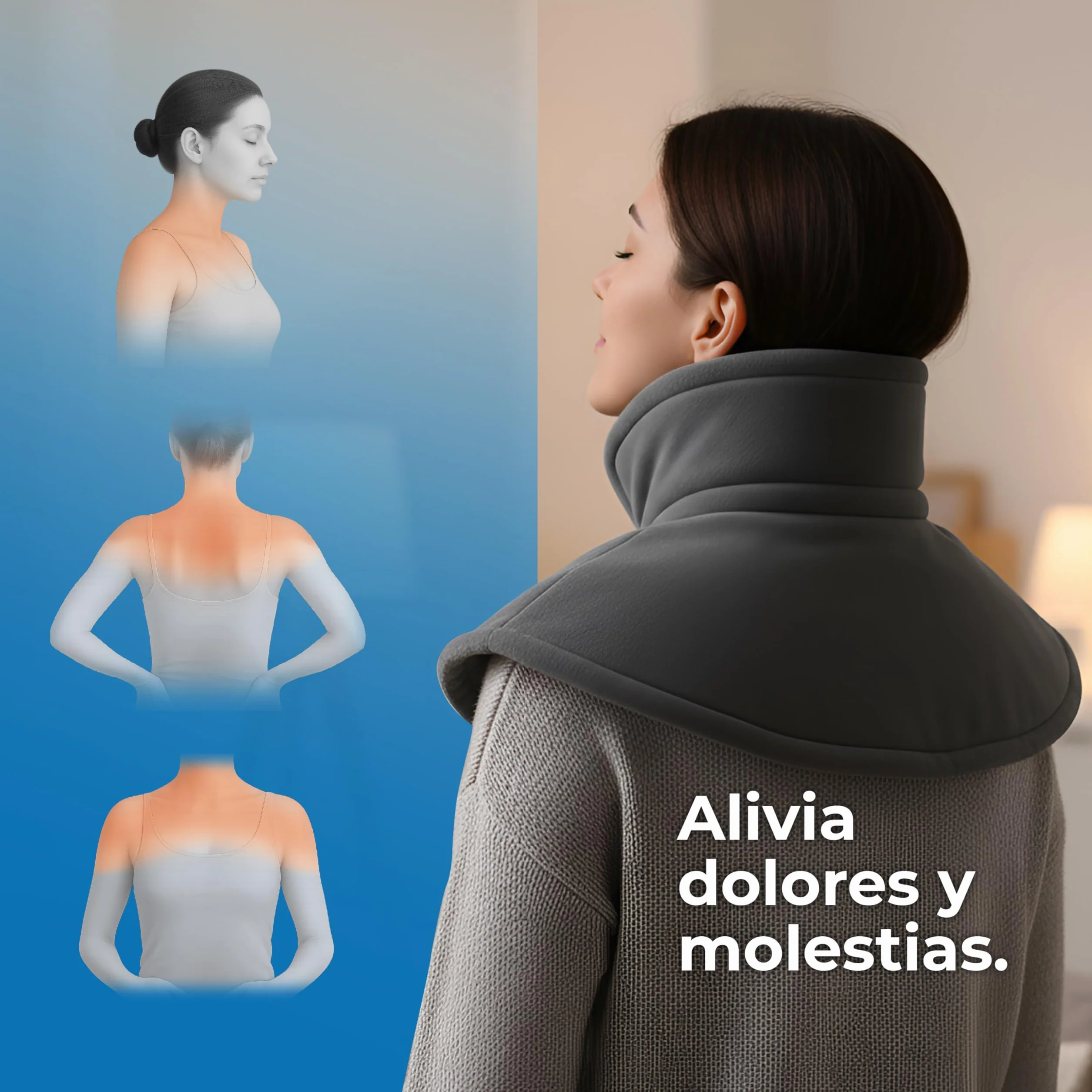 LED ATOMANT Almohadilla Termica Electrica Cervical para Cuello y Hombros 60x35cm, 10 Niveles de Calor, Temporizador y Apagado Automático, Tejido Ultrasuave de Poliester, Lavable a Maquina
