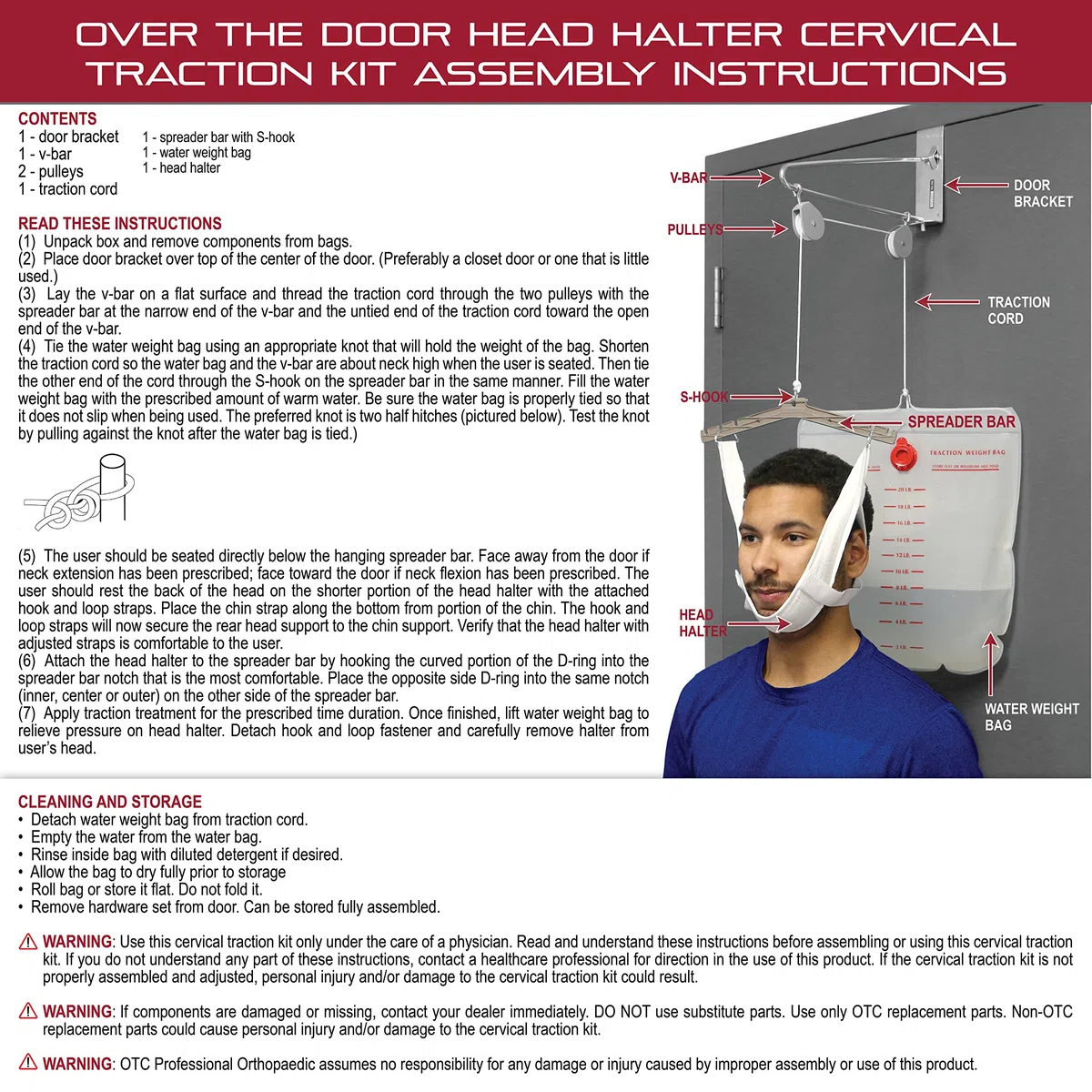 OTC - Kit de tracción cervical para puerta, completo