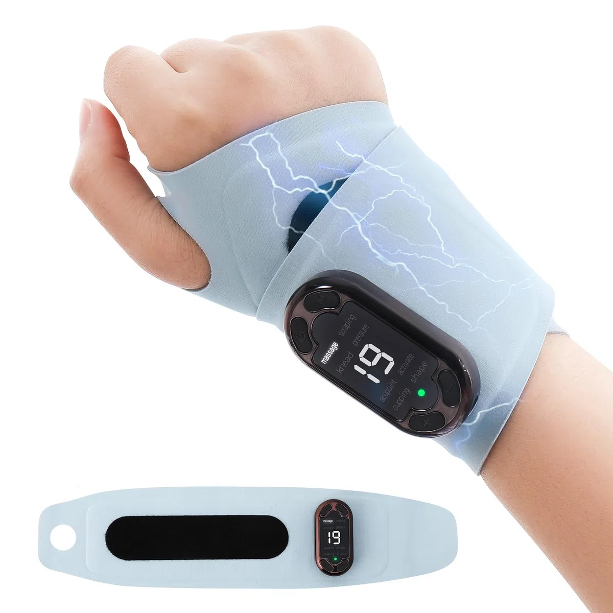 Masajeador de Muñeca EMS, Masajeador de Manos Inalámbrico con Calor,Soporte de Muñeca para Tendinitis y Síndrome del Túnel Carpiano, Vendajes de Izquierdo/Derecho