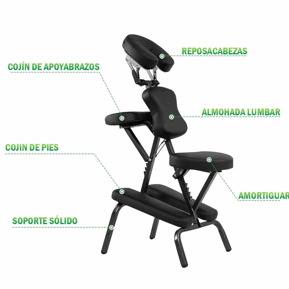COSTWAY Silla de Masaje Plegable Altura Ajustable, Sillón de Tatuaje Portátil Negro