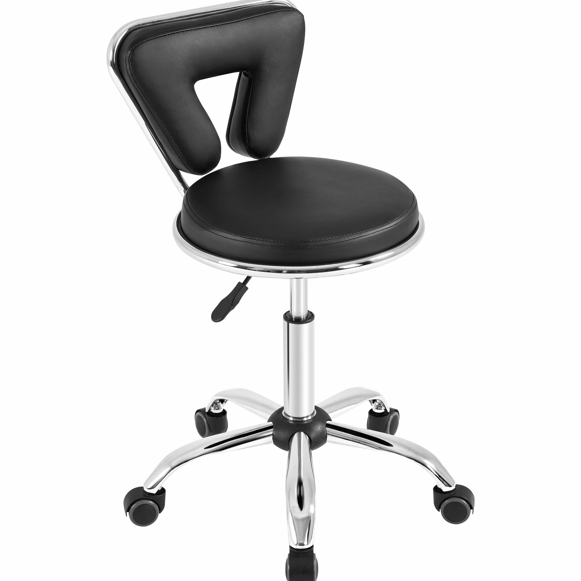 Yaheetech Taburete Alto Giratorio Regulable con Respaldo y Ruedas para Manicura, Pedicura, Tatuajes Negro