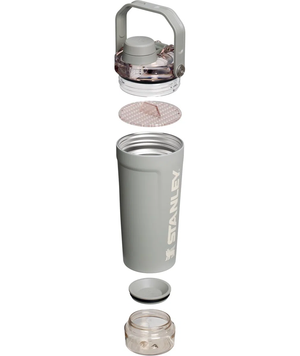 Stanley Activate - Botella mezcladora de 20 onzas, vaso agitador de acero inoxidable aislado a prueba de fugas, almacenamiento base y tapa de flujo rápido giratorio, batidos de proteínas y polvo para