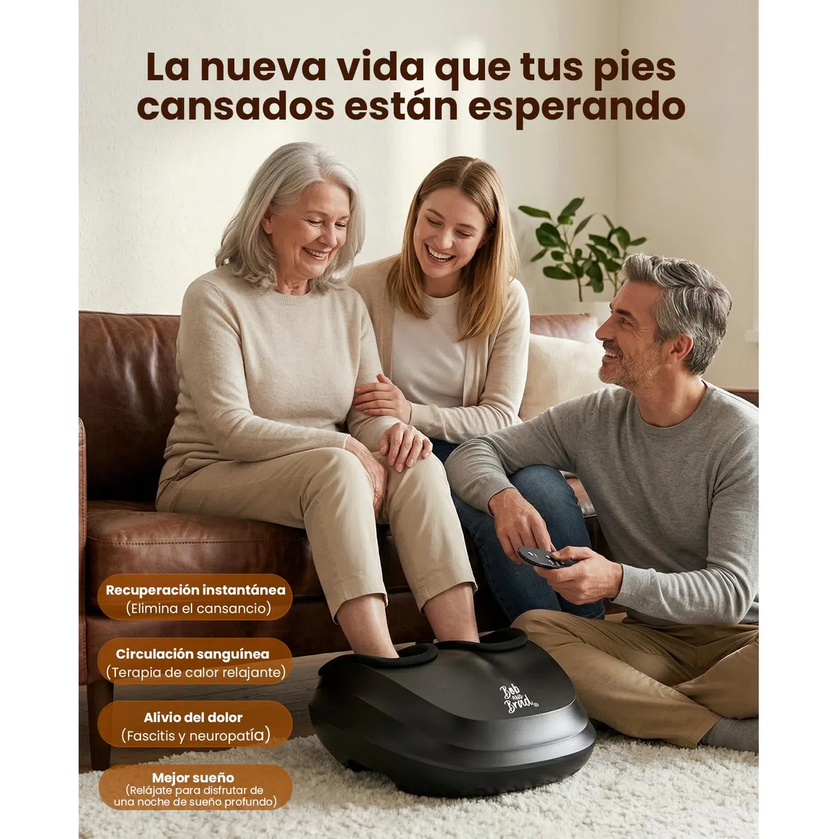 Bob and Brad Masajeador de pies con Calor, Amasado, Compresión y Mando a Distancia, Masajeador de Pies Eléctrico para Fascitis Plantar, Regalos para Hombres y Mujeres