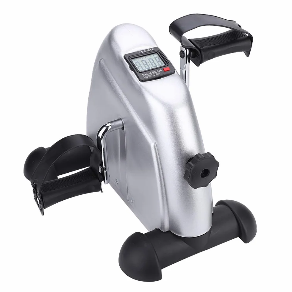 Mini Ejercitador Portátil con Monitor Digital Pedal Estacionario para Manos y Pies Entrenamiento Cardiopulmonar Rehabilitación Fisica