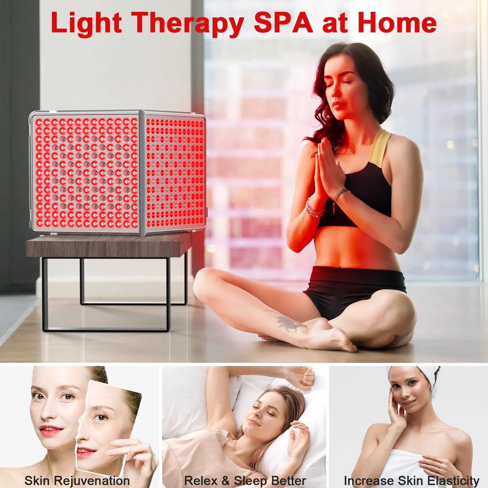 Lámpara de Luz Roja Profey, Lámpara Infrarroja Combinada 660nm y 850nm, Lámpara de Luz Roja con 338 LED y Temporizador, Panel de Luz Roja para Rostro, Cuerpo y Espalda (No Produce Calor)