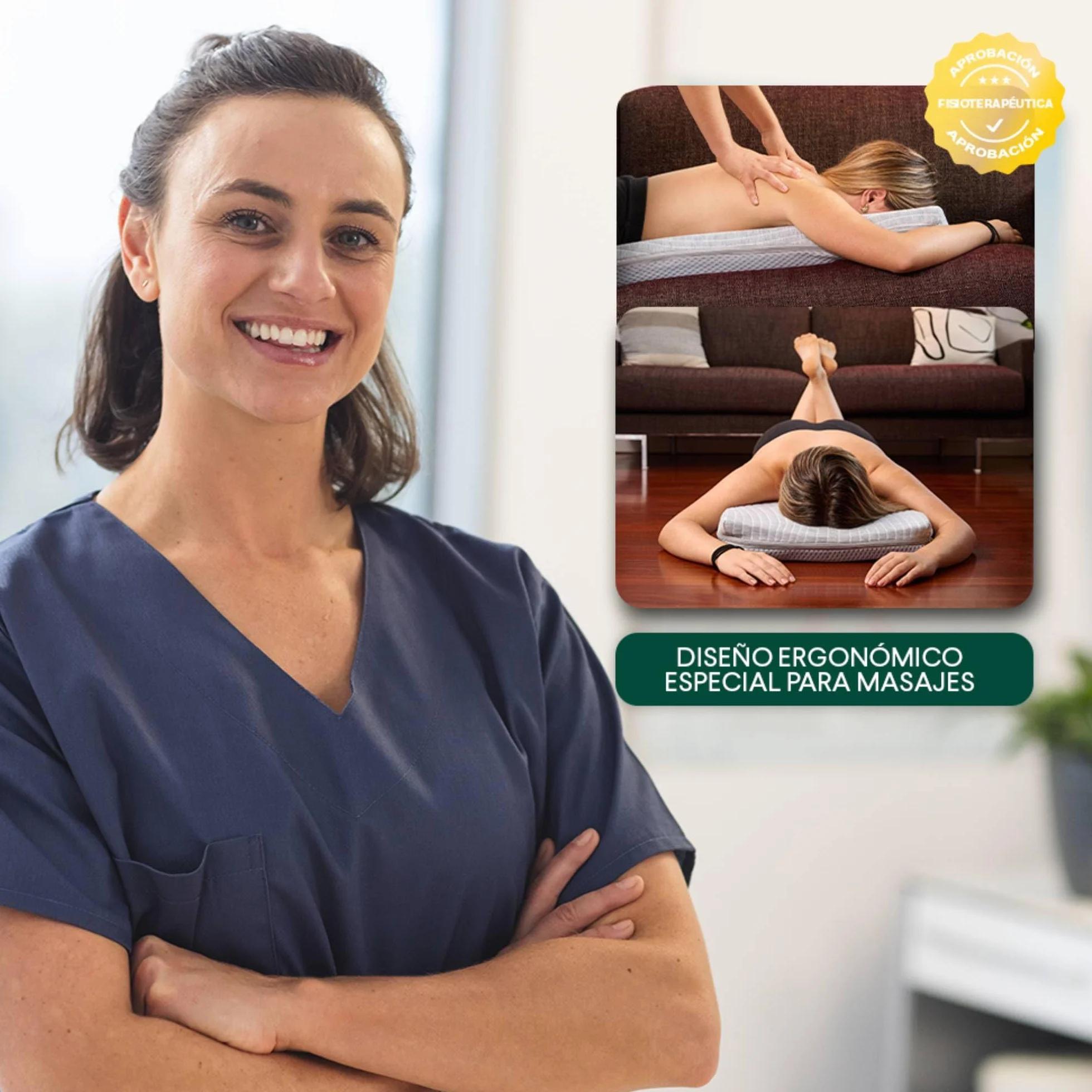 Colchón de Masaje Cervical Espalda Lumbar con Hueco Facial Ergonómico Espuma Firme Funda Lavable Incluye Aceite 100 ml