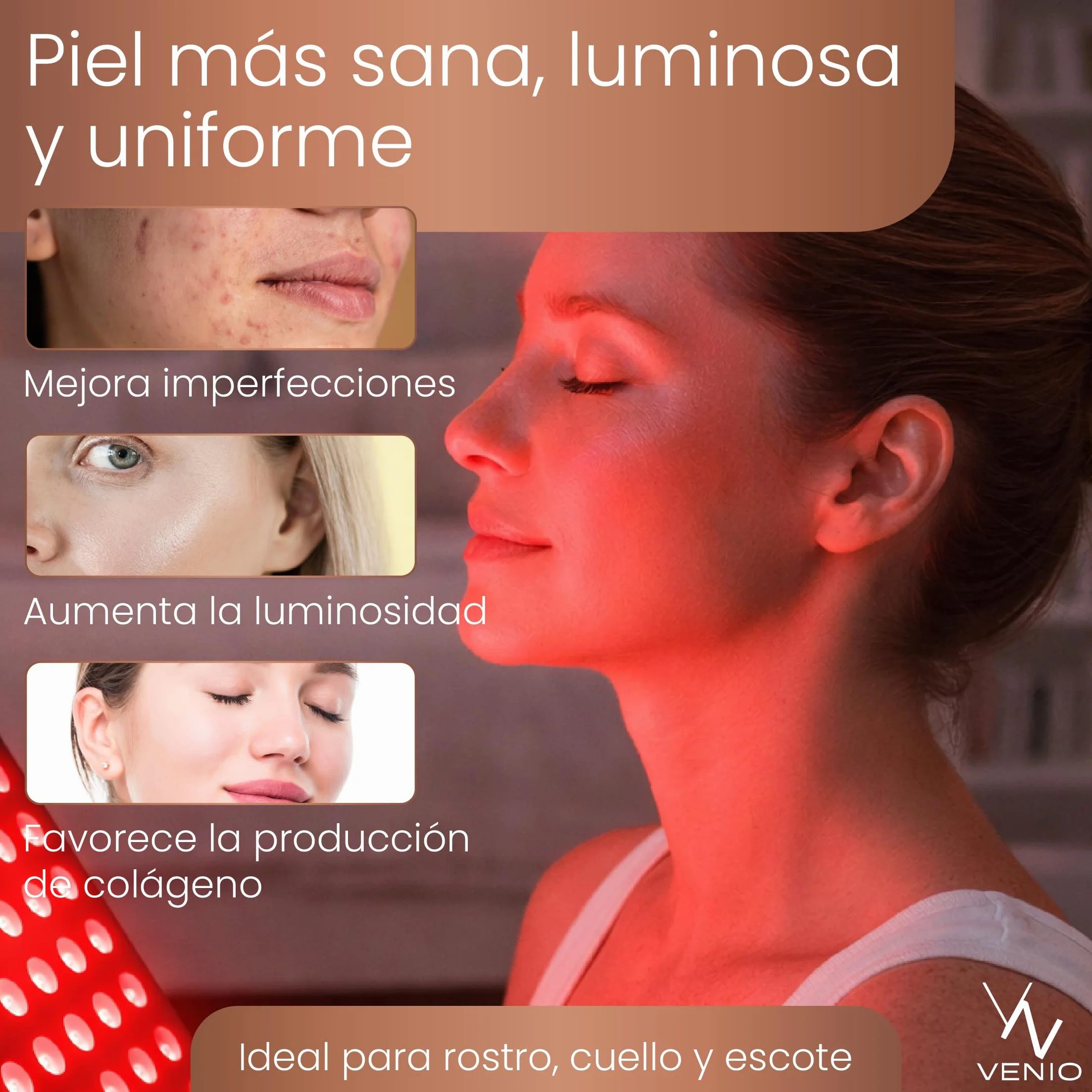 Panel de Luz Roja 660 nm e Infrarroja 850 nm- Terapia Luz Roja para Dolor Articular, Muscular y Piel - Lampara Infrarrojos para Tratamiento Facial y Corporal en Casa