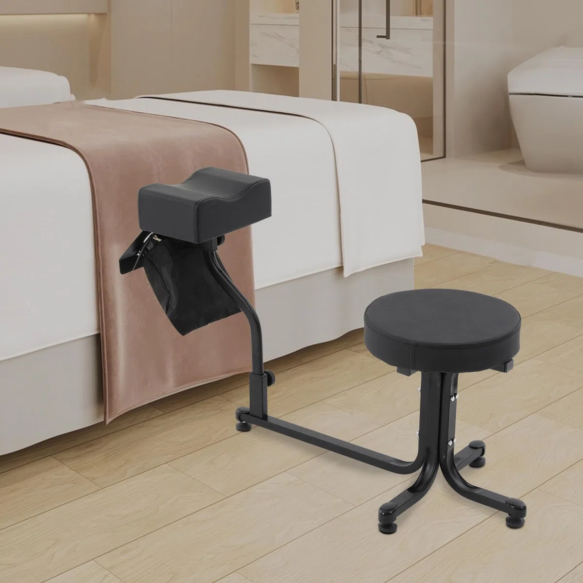 Taburete para pedicura 2 en 1, silla de manicura, reposapiés para salones de uñas y SPA (negro)