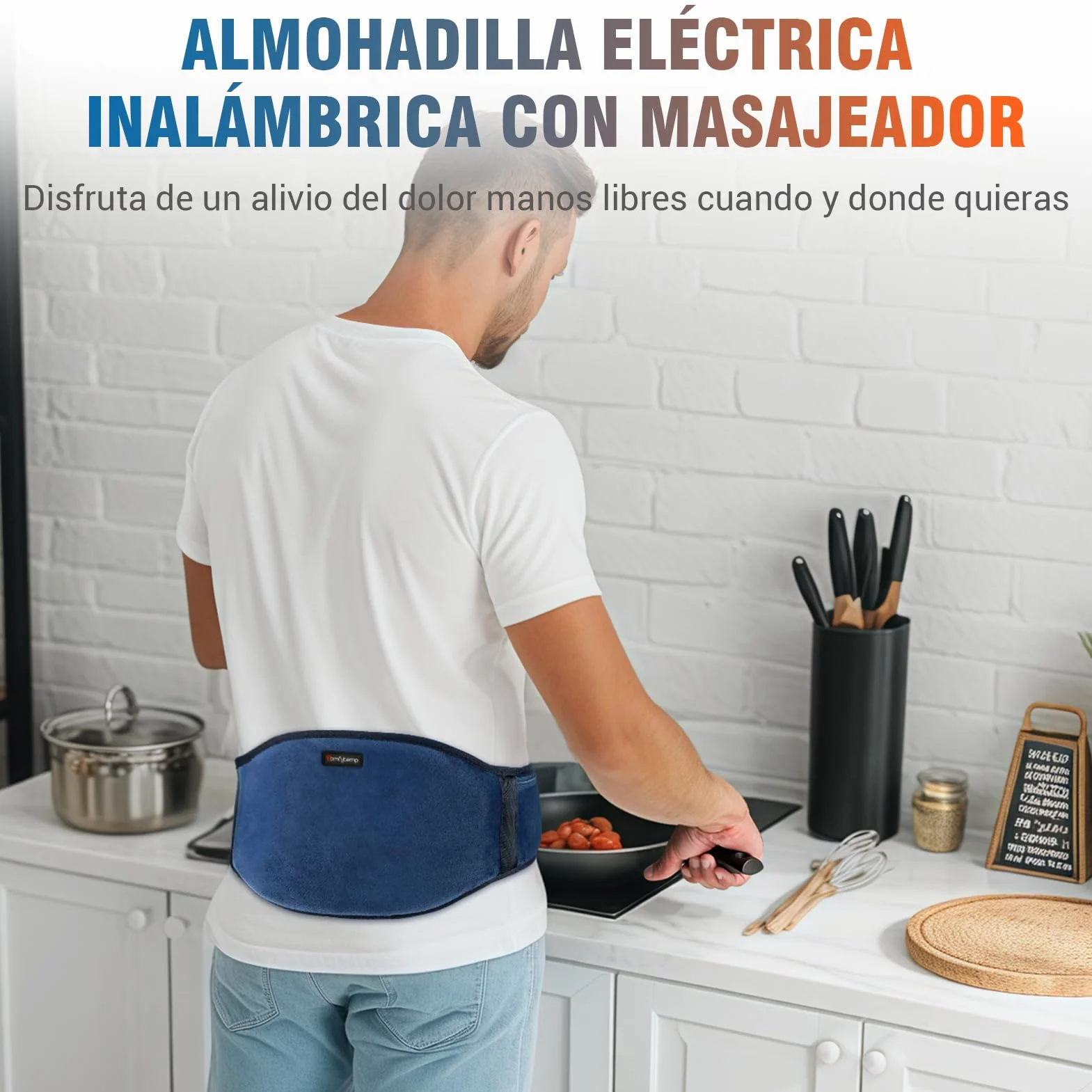 Almohadilla Térmica Lumbar, 3 Modos Calefacción, Masaje, 18x147cm