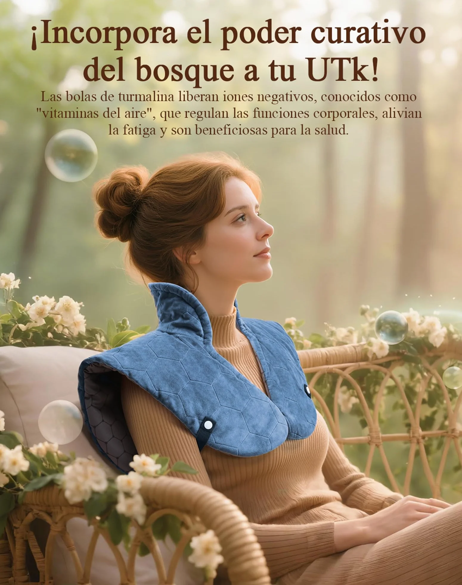 Utk Manta Electrica Espalda y Cuello, Regalo Madre, Manta Electrica Cervical, 30s Hombro Con Calentamiento Rápido, Hasta 70 °C, Equipado Con Banda Elástica, Egalo Mujer, Regalo Navidad (Azul)