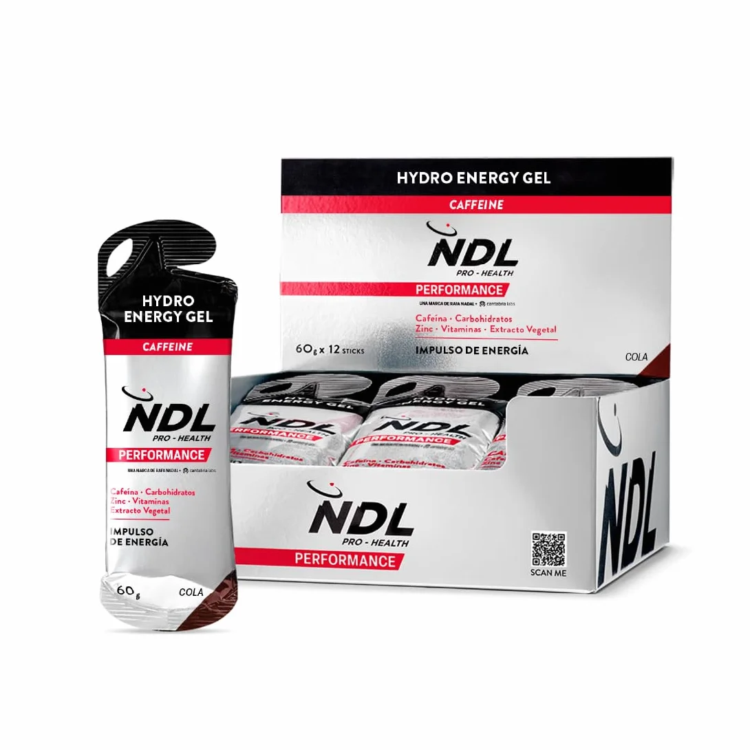 NDL Pro-Health Hydro Energy Gel 12x60g Gel Energético con Carbohidratos y Sales Minerales Cafeína