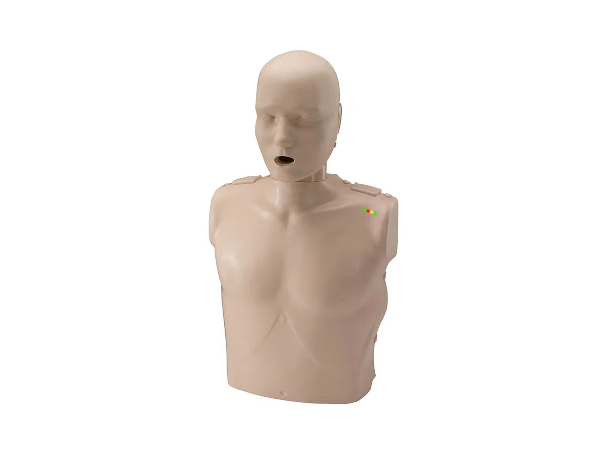 PRESTAN maniquí profesional de entrenamiento RCP para adultos con monitor de ritmo de RCP | Tono de piel medio | Incluye 10 bolsas pulmonares con protector facial y bolsa de transporte