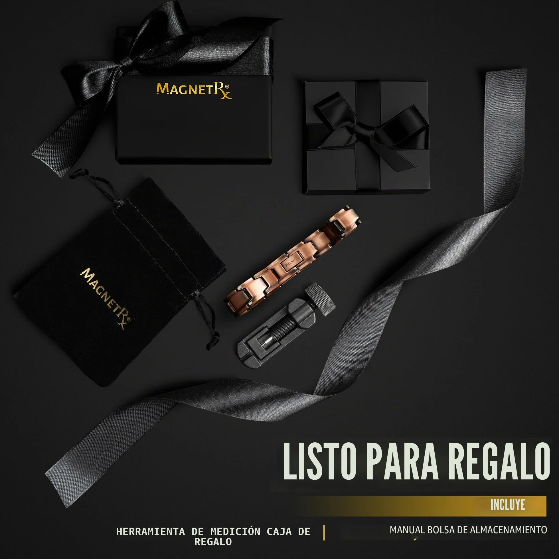 MagnetRX® Pulsera Cobre Hombre – Pulsera Magnética Hombre de Cobre Puro con Imanes para Magnetoterapia, Alivio de Artritis y Túnel Carpiano – Tamaño Ajustable con Herramienta Incluida – Modelo Leo