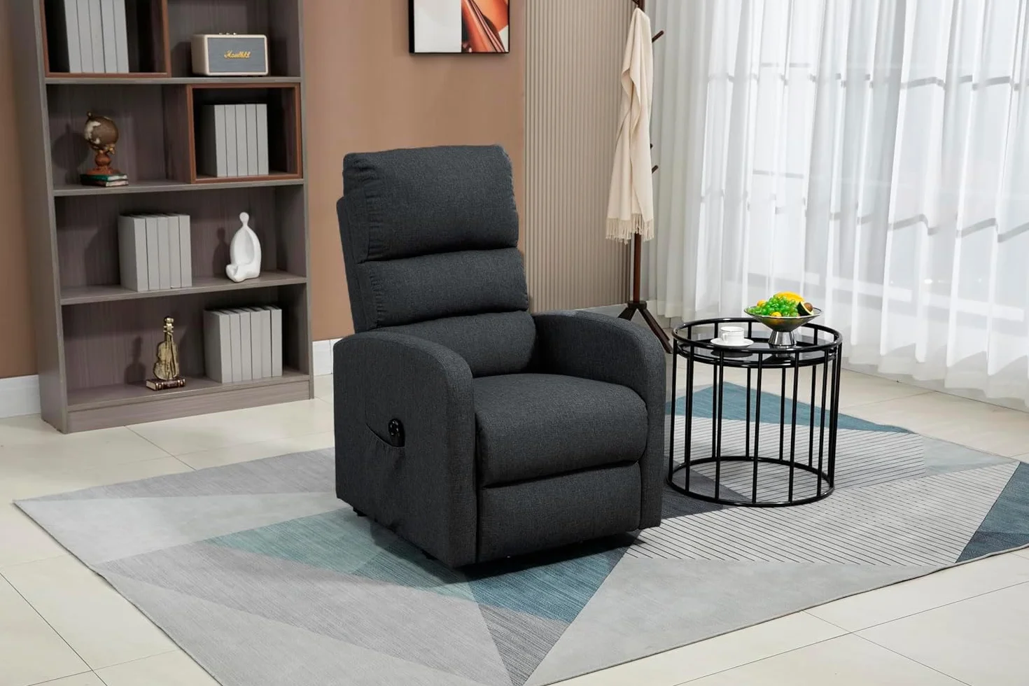 Sillón Relax eléctrico Reclinable Confort Tela Poliéster Microfibra Negro