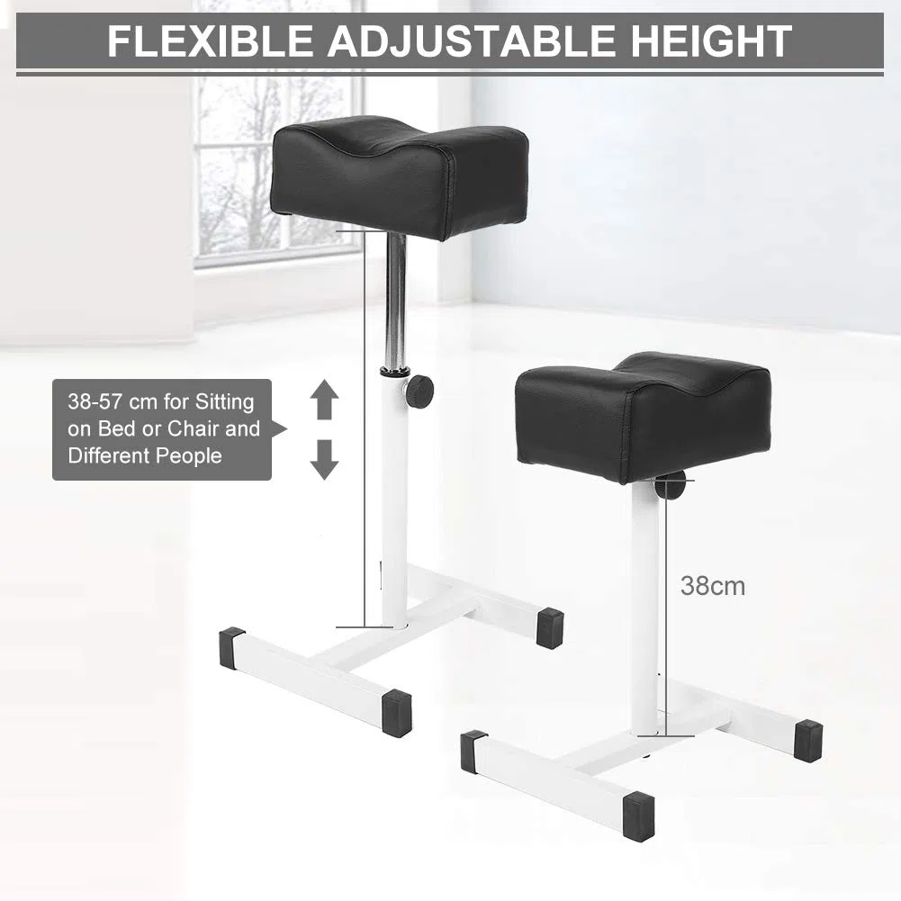 Taburete para Pedicura, Reposapiés Regulable en Altura, Negro, 48-68 cm, para Salón y SPA