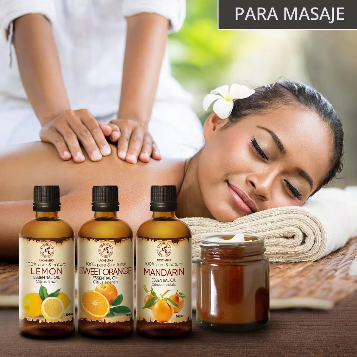 Set de Aceites Esenciales 3x100ml - Limón, Naranja, Mandarina - Para Difusor, Aromalamp, Humidificador, Lámpara Aromática - Cuidado de Uñas