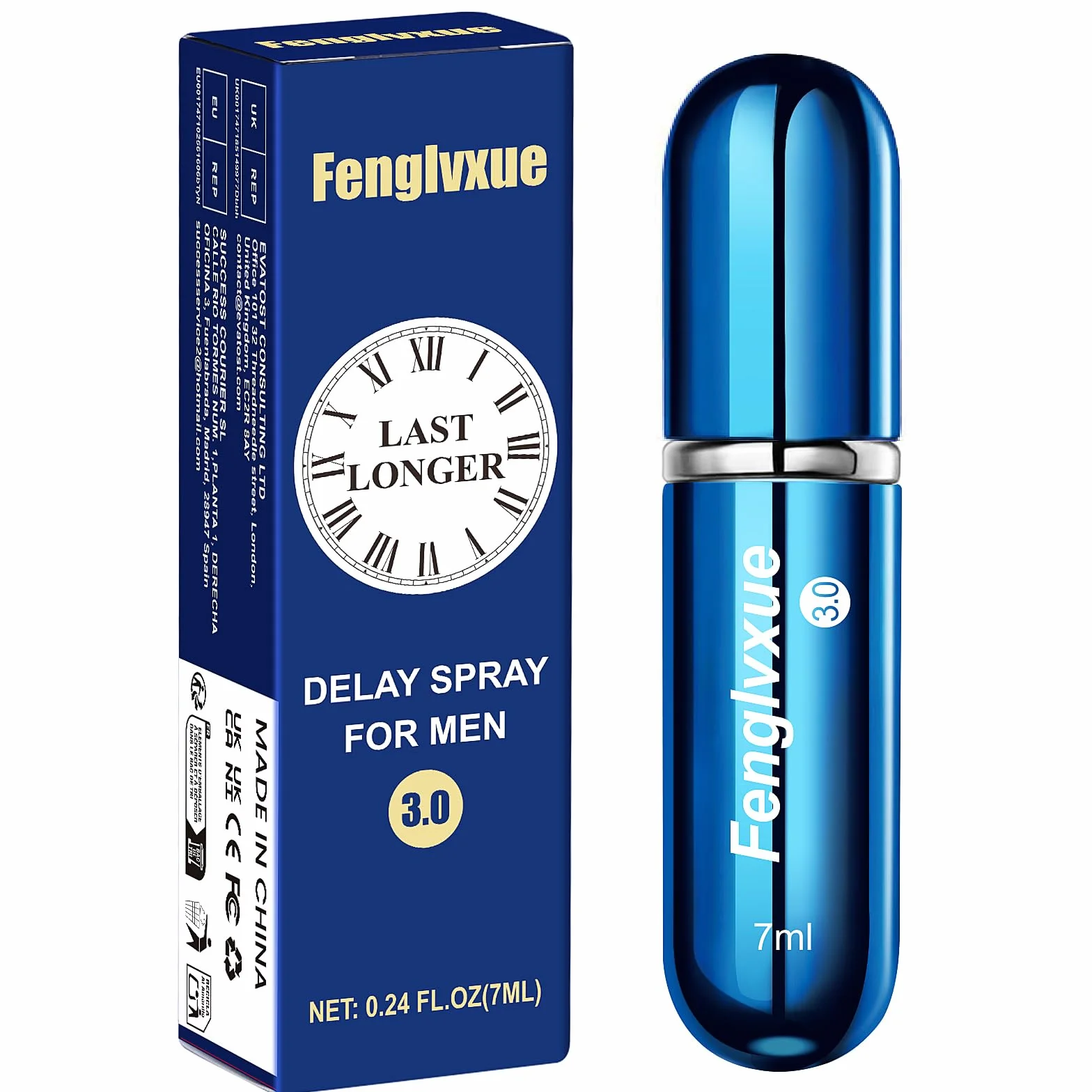 Spray Retardante para Hombres, Spray para Mejorar el Rendimiento y Durar Más Tiempo, tecnología de tercera generación 3.0, 0.24 oz (7 ml)