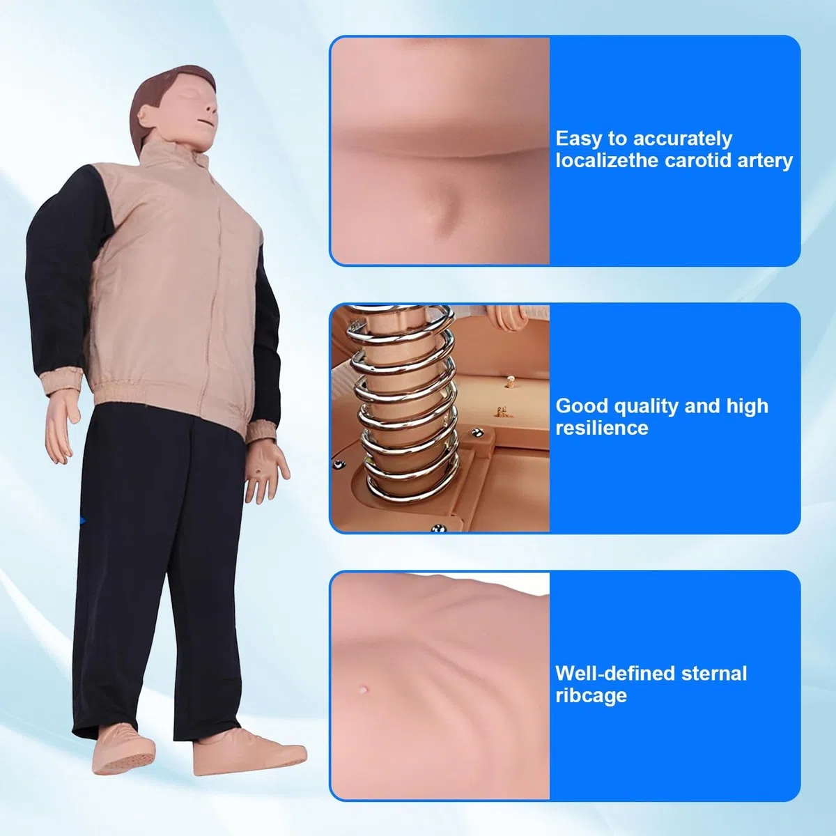 Kit de entrenamiento de RCP con maniquíes, maniquíes profesionales de RCP para adultos con piel mediana, accesorios médicos MCR, kit de entrenamiento de RCP para aulas o centros de investigación.