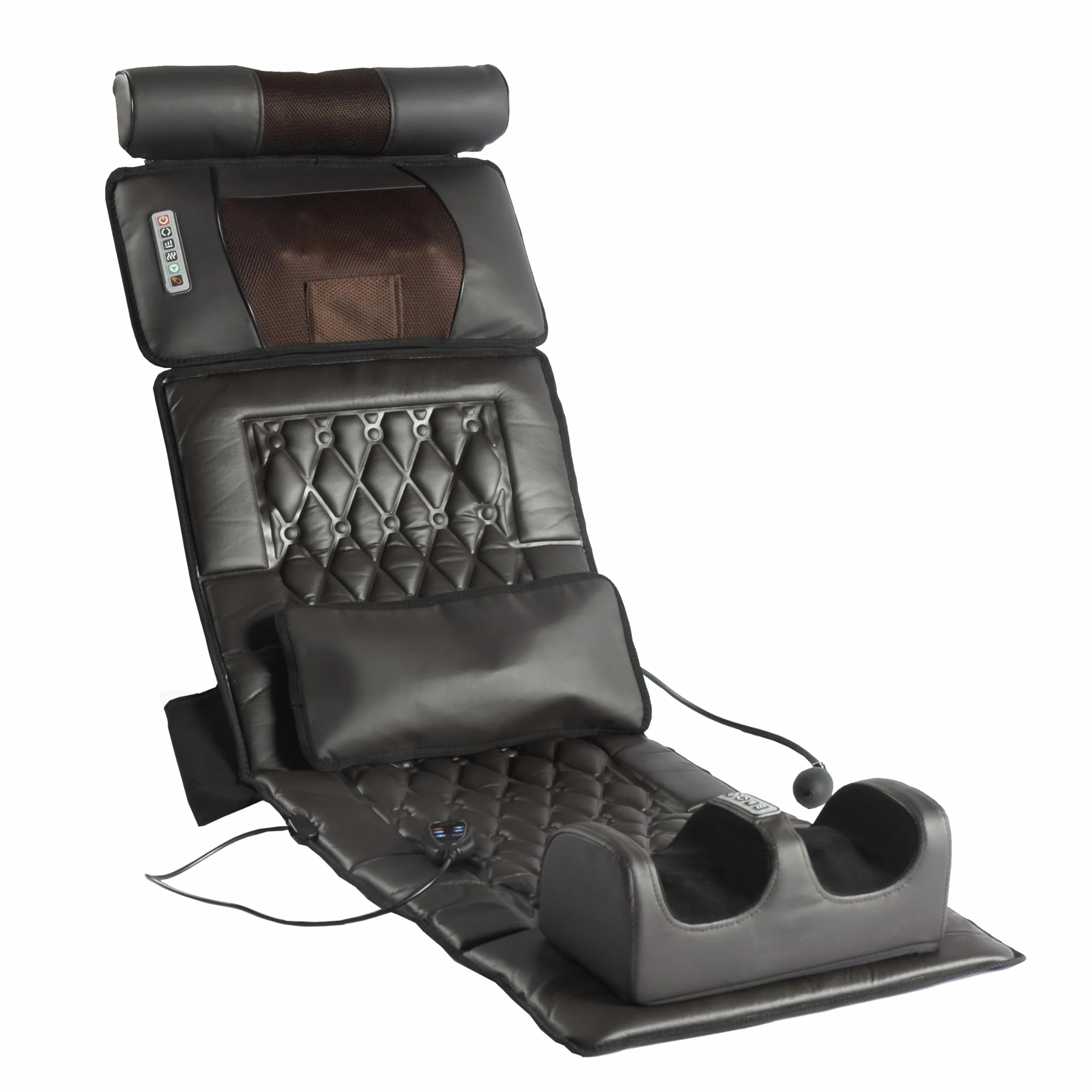 DUPI Colchoneta de Masaje para Cuerpo Completo – Masaje Shiatsu Desmontable, Calor Integrado, Plegable y Portátil, Relajación Muscular, Cuero Sintético Marrón/Burdeos
