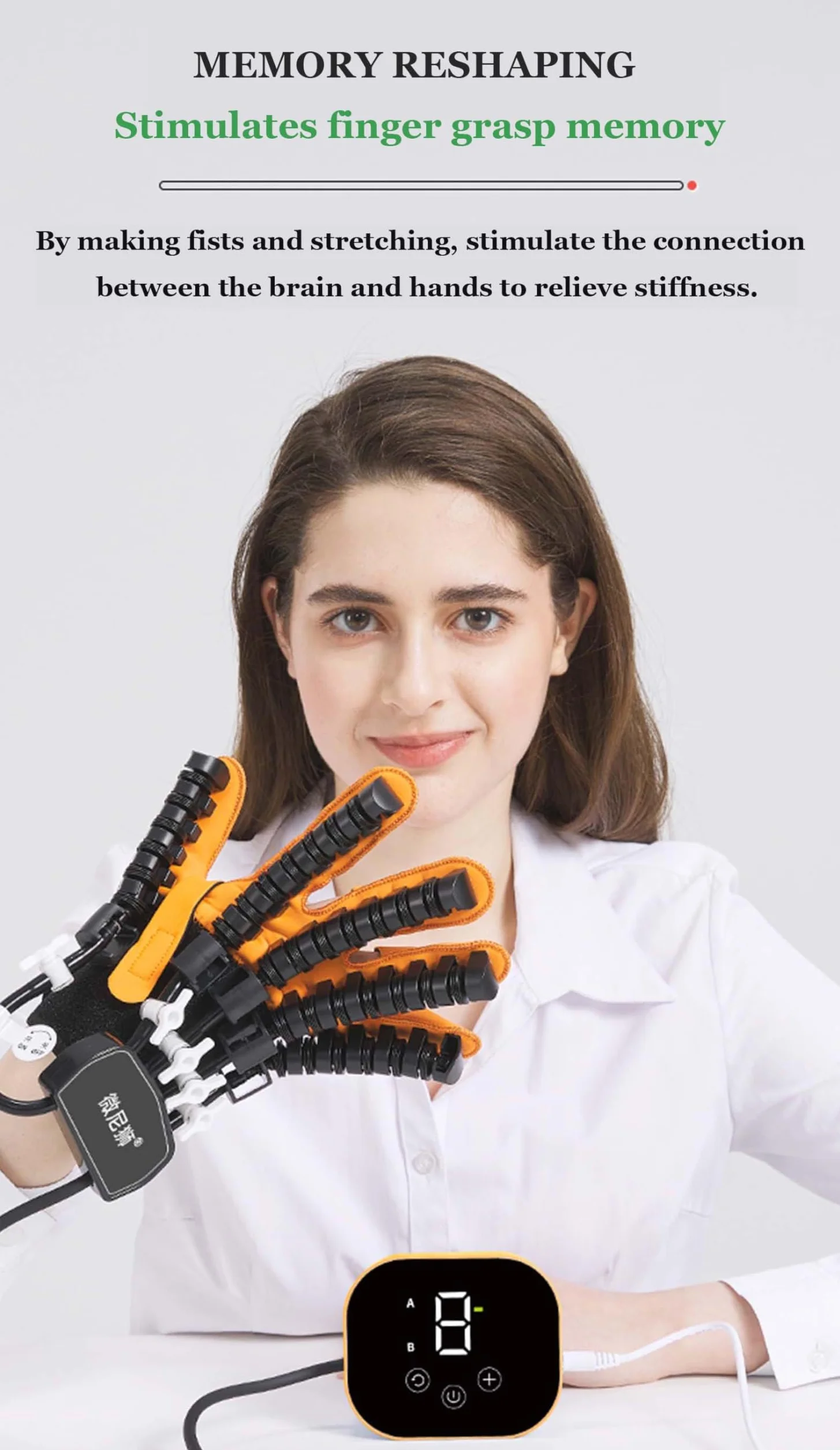 Guantes de rehabilitación robótica versión actualizada,hemiplejía y accidente cerebrovascular órtesis de Dedo,Equipo de Entrenamiento para aliviar calambres