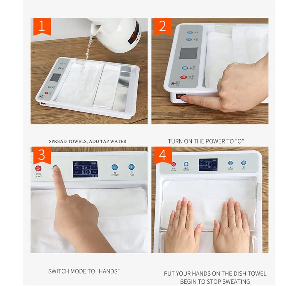 Dispositivo de iontoforesis para tratar la hiperhidrosis para uso doméstico Uso periódico puede tratar eficazmente las manos y los pies sudorosos