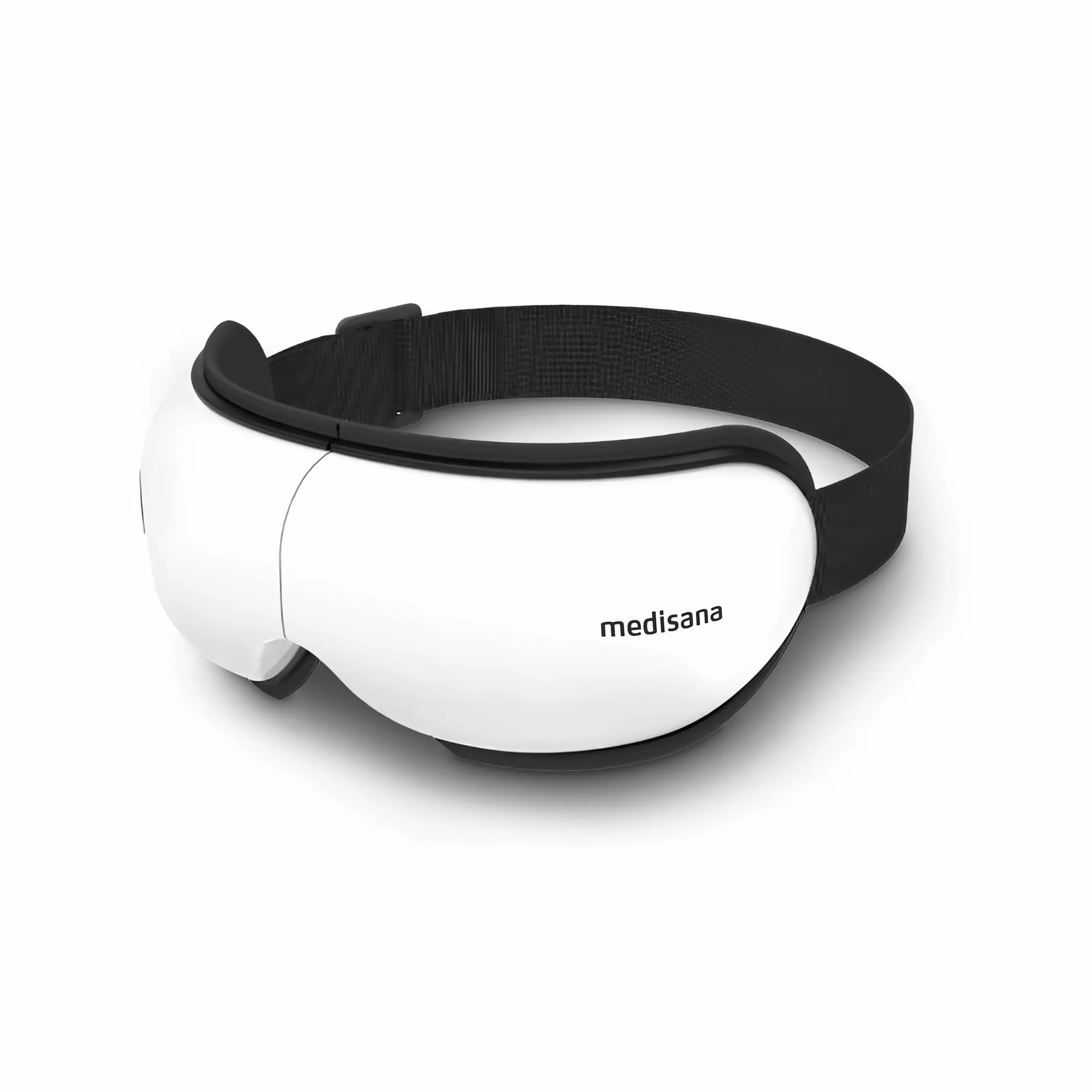 medisana EM 100 masajeador de ojos, masajeador facial electrico para dolores de cabeza, fatiga ocular, hinchazón o migraña, máscara ocular con masaje, calor y música, masajeador muscular plegable
