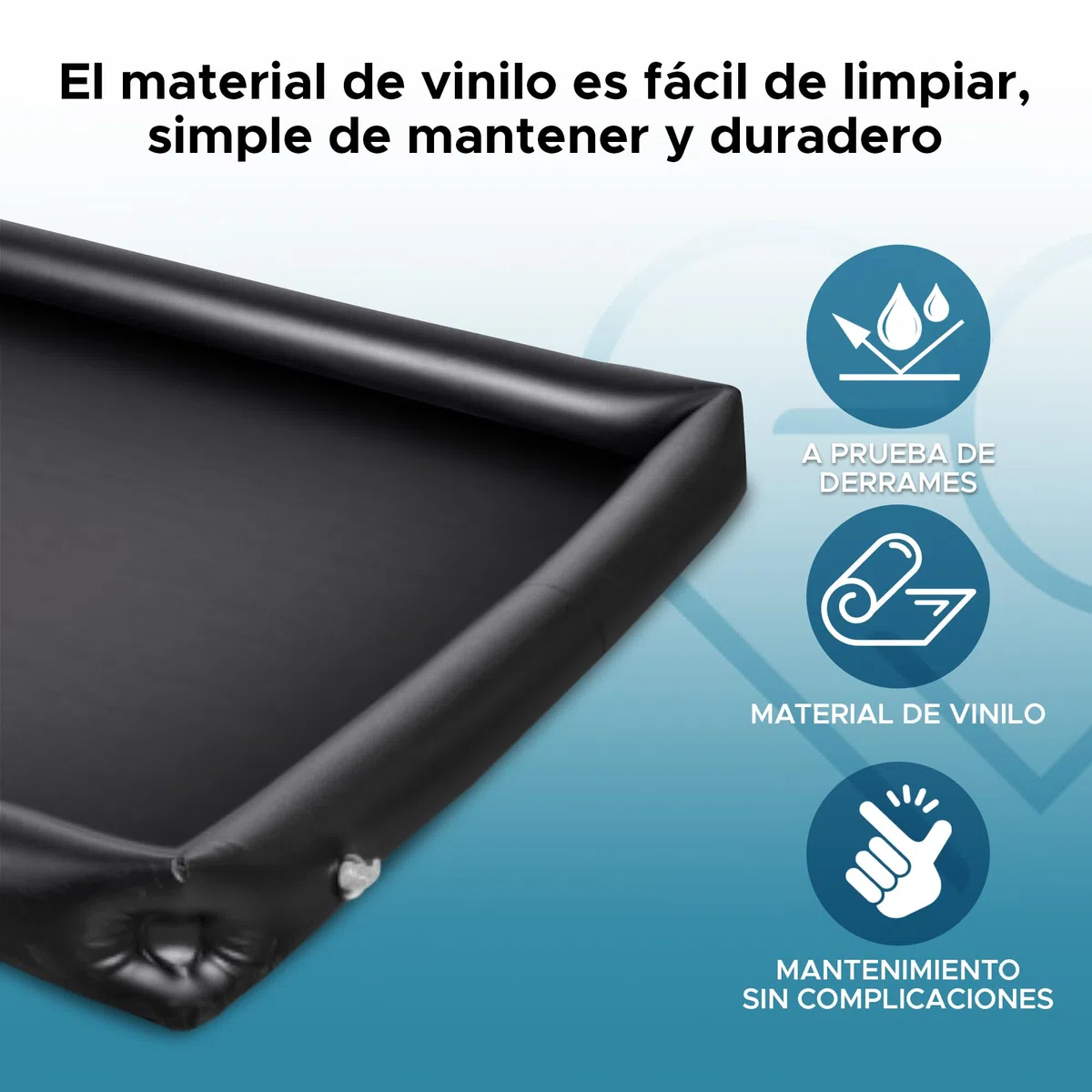 Sábana de Masaje Inflable, lámina Impermeable de PVC Duradera Negra con Lados inflables, 205cm x 156cm x 16cm, sábanas de Terapia de Masaje Nuru