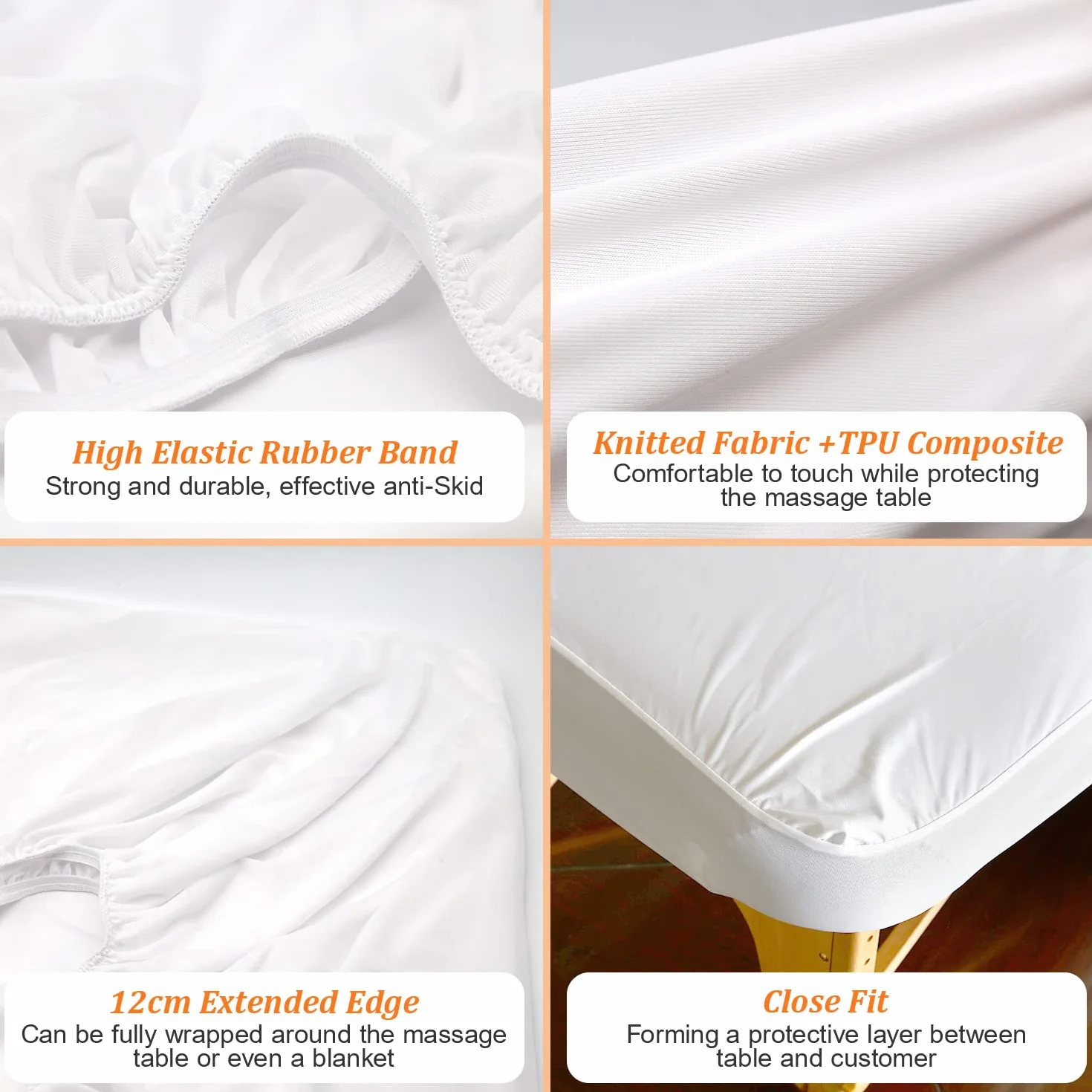Funda para Camilla de Masaje Impermeable 70x190cm Lavable Blanco