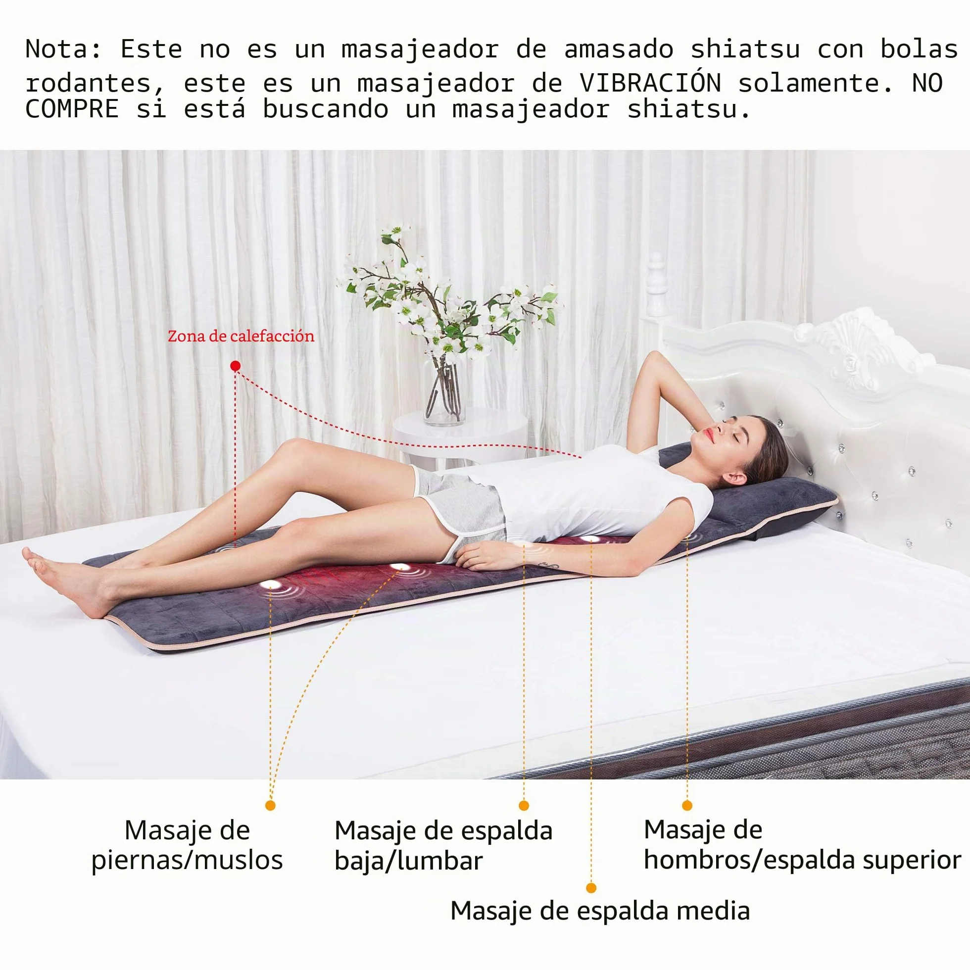 SNAILAX Colchón de Masaje Térmico con Vibración, 10 Motores Vibrantes, Masaje de Cuerpo Completo con Calor
