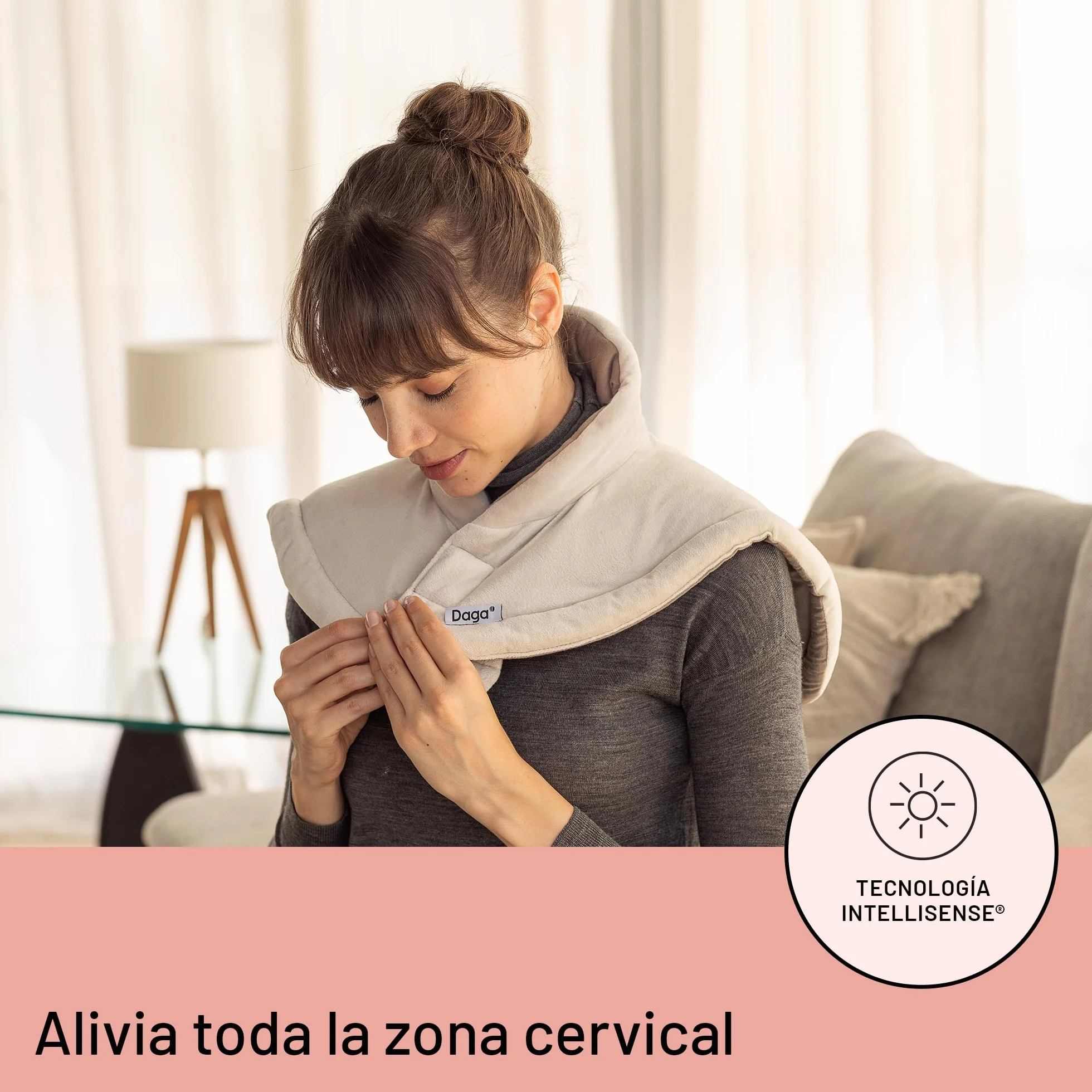 Daga, Almohadilla Térmica Confort Cervical y Hombros, Tecnología Intellisense, Doble Tejido, Multitemporizador, 4 Temperaturas, 47x52 cm