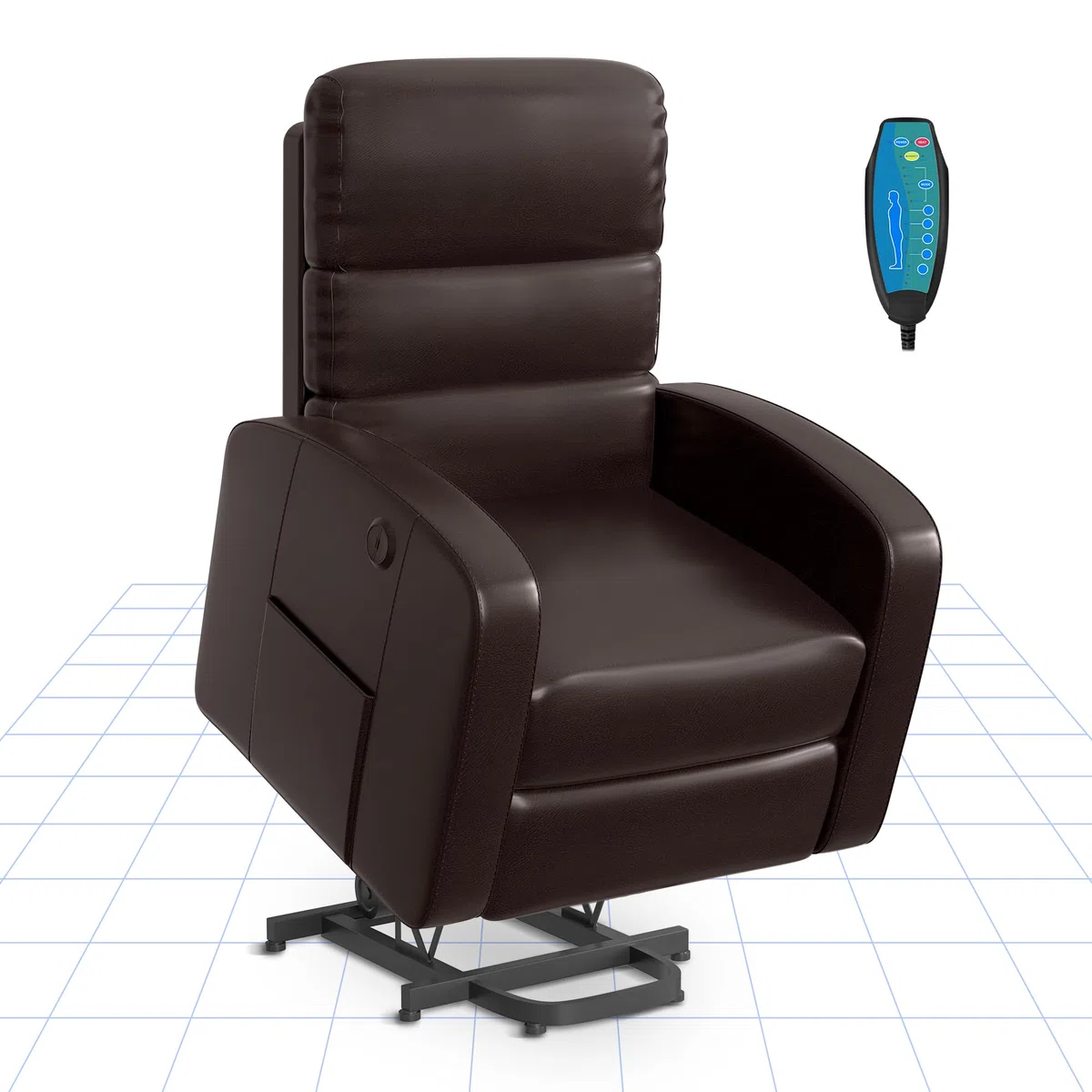 FLEXISPOT Sillón de Masaje Eléctricos Calor Sillón Reclinable 140º con 8 Zonas de Masaje, Calor Lumbar, con USB/Bolsillo Lateral, Acabado en PU Anti-Cuarteo (Incluye Mando)-Marrón