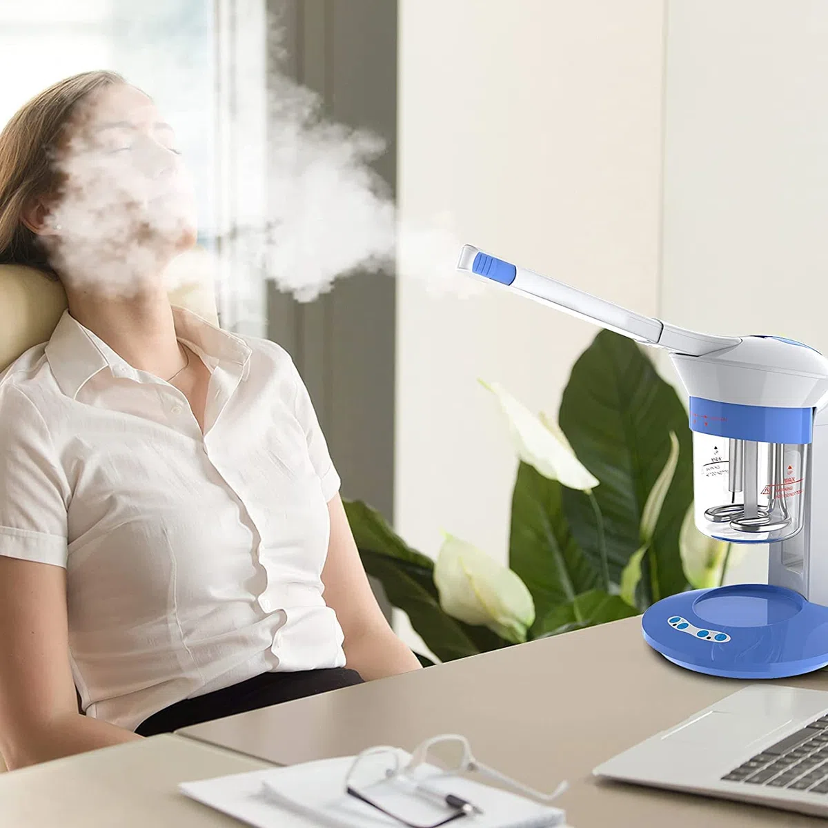 Vaporizador Facial de Ozono para Limpieza y Sauna - Abre Poros, Pulsa en Profundidad - Uso en Mesa, 220V