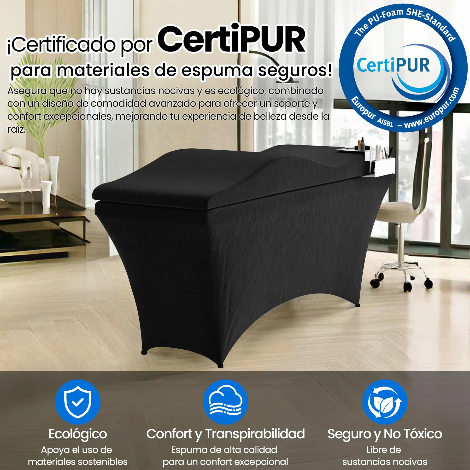 Colchón de Extensión de Pestañas, Cubrecolchón y Funda de Colchón para Salón de Belleza