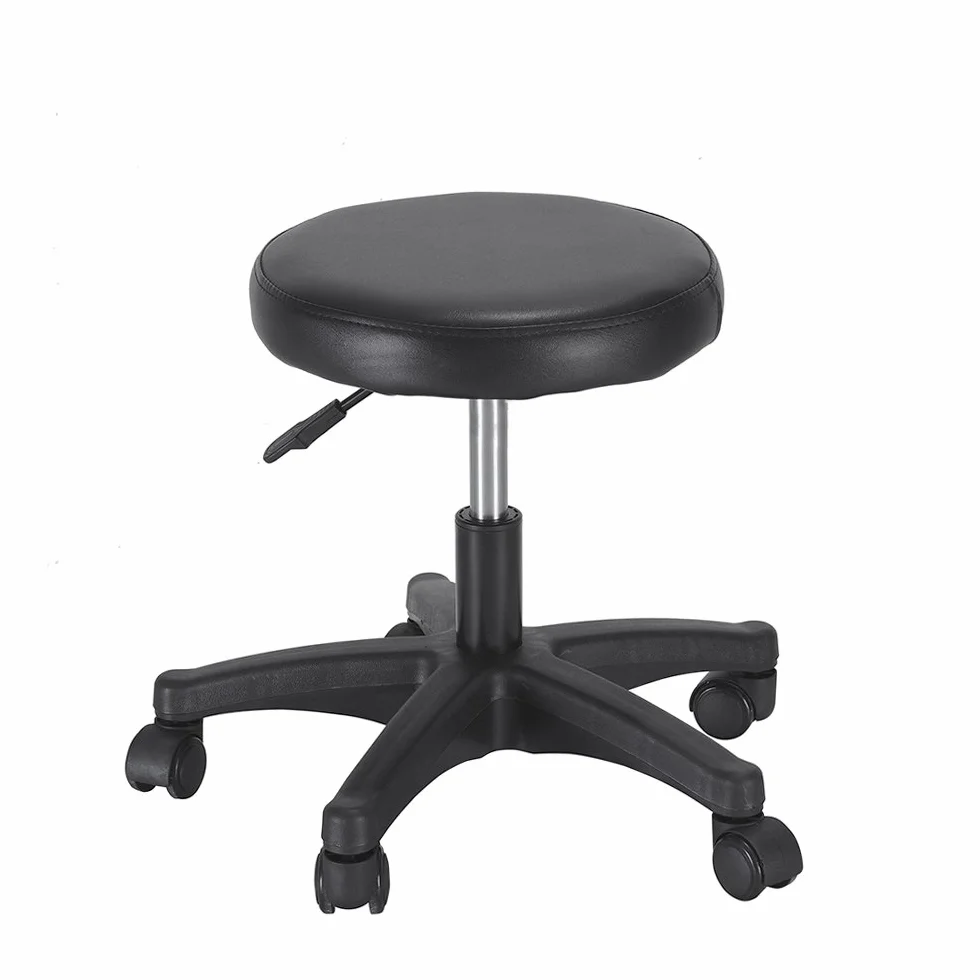 Camilla de Masaje Ajustable Plegable de Cuero PU con Taburete (Negro)