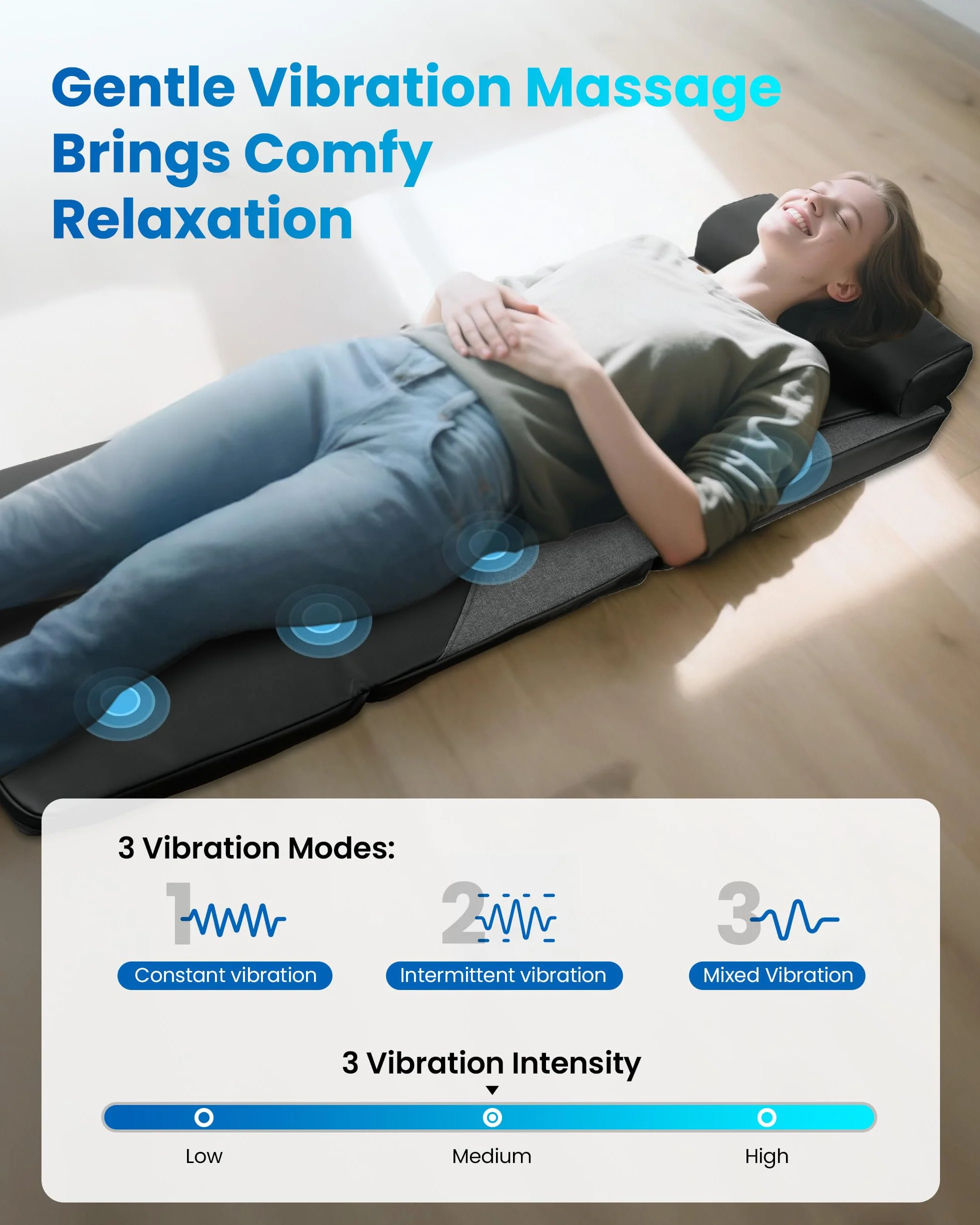 COMFIER Colchoneta de Masaje Cuerpo Completo con Calor y Masaje Shiatsu en la Espalda, Masaje Profundo, Masajeador de Espalda Función de Vibración, Apta para Sillas, Sofás o Camas, Regalo Mujer Hombre