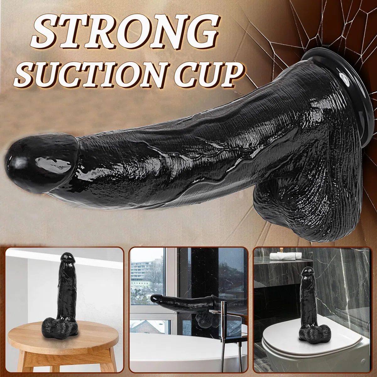 32 cm Consolador XXL Gigante Realista y 7 cm de Ancho Diámetro, Consolador Gigante Negro con Ventosa Fuerte, Juguete Sexual Grueso y Grande para Adultos, Hombres y mujeres