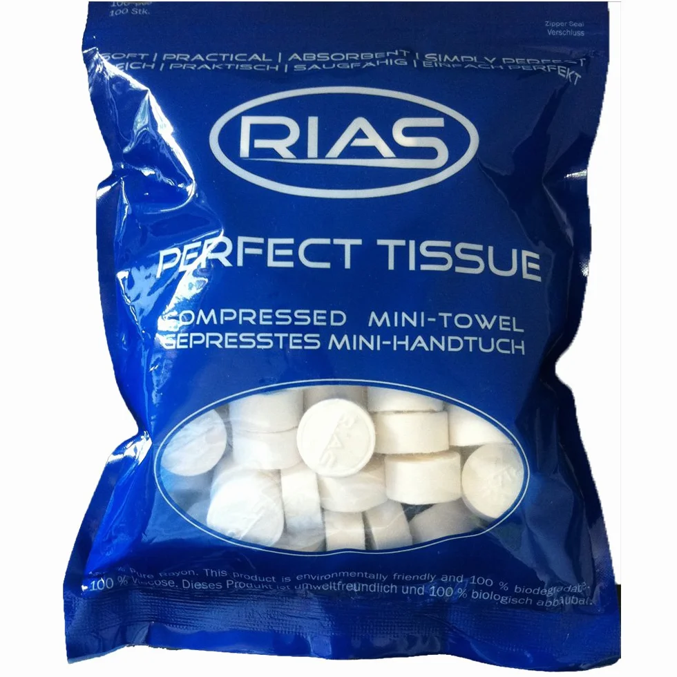 RIAS - Paños secos originales en forma de pastillas, 100% biodegradables, mini toallita de mano comprimida que ahorra espacio, blanda, absorbente, como trapo de cocina, toallita refrescante si se moja con agua, paño de limpieza, el pañuelo perfecto, 500 u