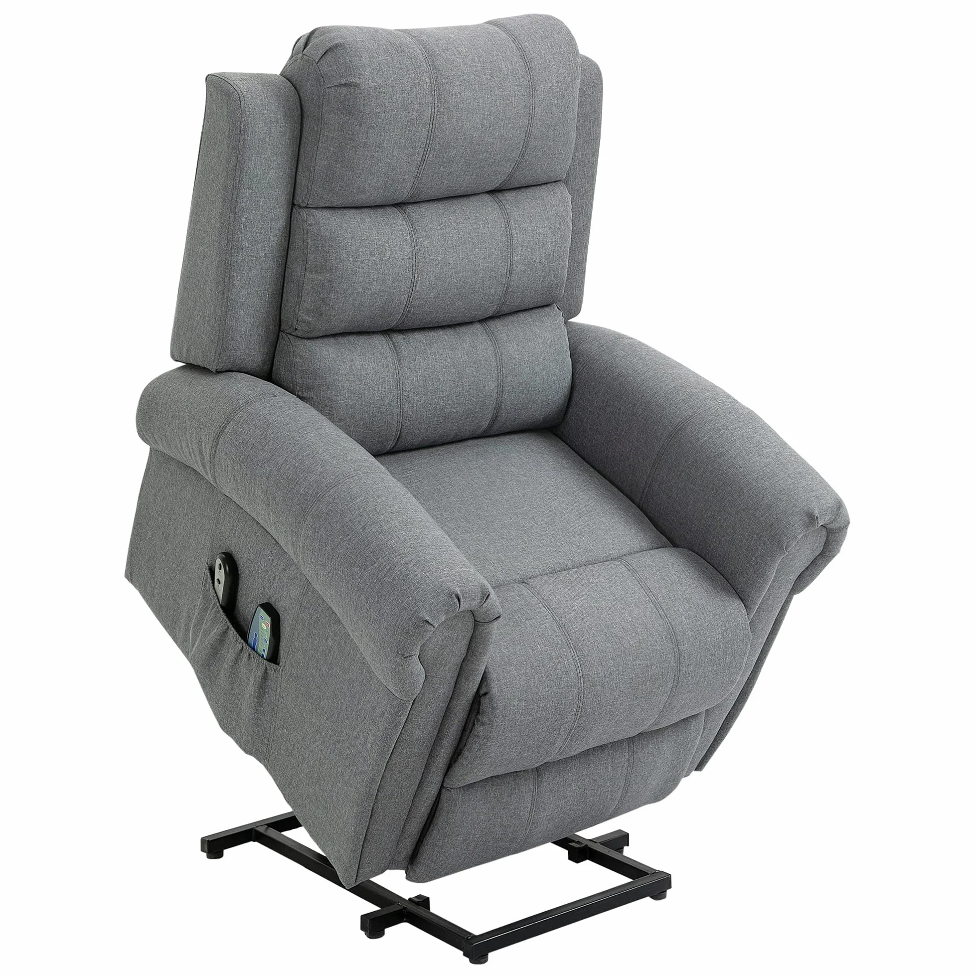 HOMCOM Sillón Relax Reclinable Eléctrico Levanta Personas, Masaje Vibratorio y Calor, Control Remoto, Gris