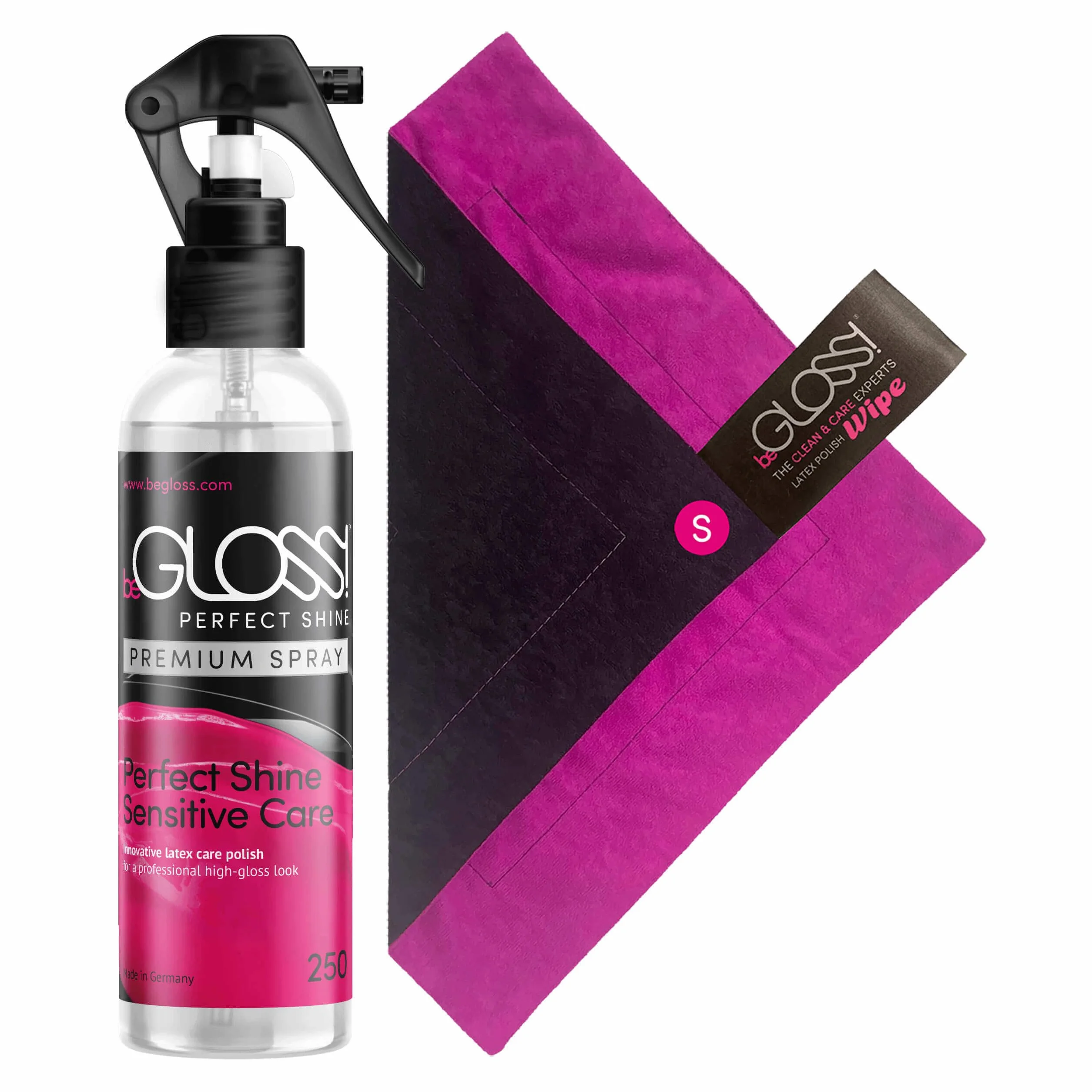 begloss brillo perfecto Premium Spray + limpiador – látex polaco – la última de alto brillo brillo – el lubricante para el Polaco & cuidado de goma y látex prendas de vestir.